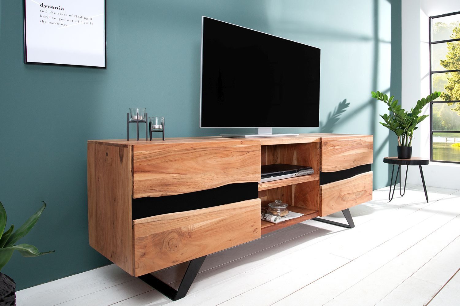 Licht-Erlebnisse TV-Board KARIMIA, TV Lowboard Holz Akazie Unikat 160 x 65 x 43 cm TV Möbel Wohnzimmer
