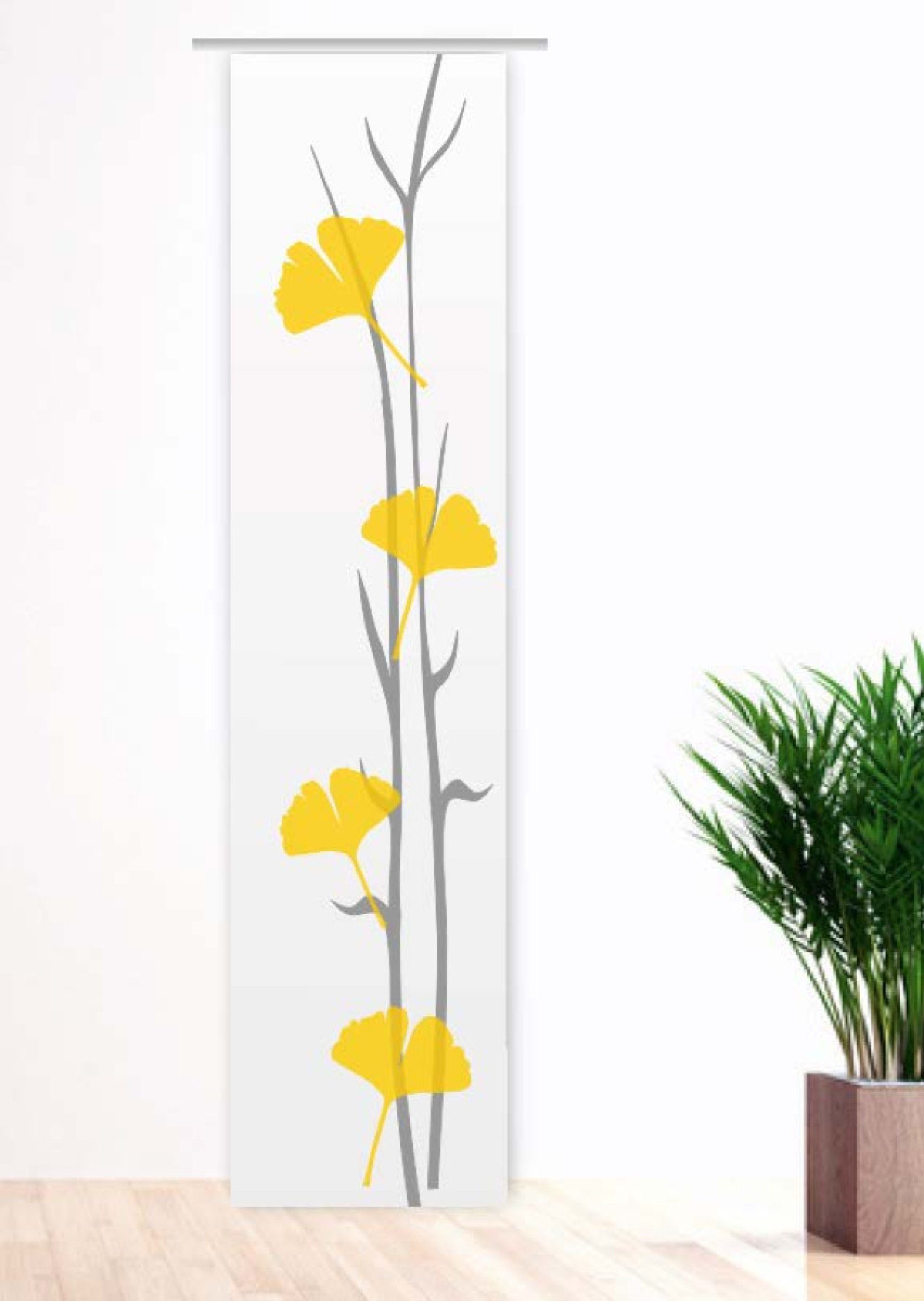 gardinen-for-life Schiebegardine Ginkgo gelb plus Flächenvorhang günstig online kaufen