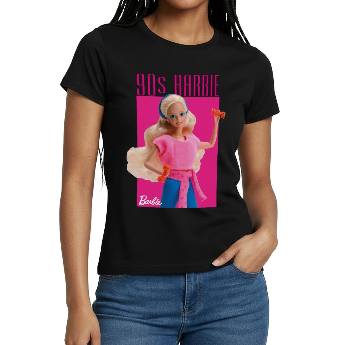 Spreadshirt T-Shirt Barbie Porträt Charakter 90er Barbie 90er Jahre Frauen T-Shirt (1-tlg) Slim Fit, fällt klein aus
