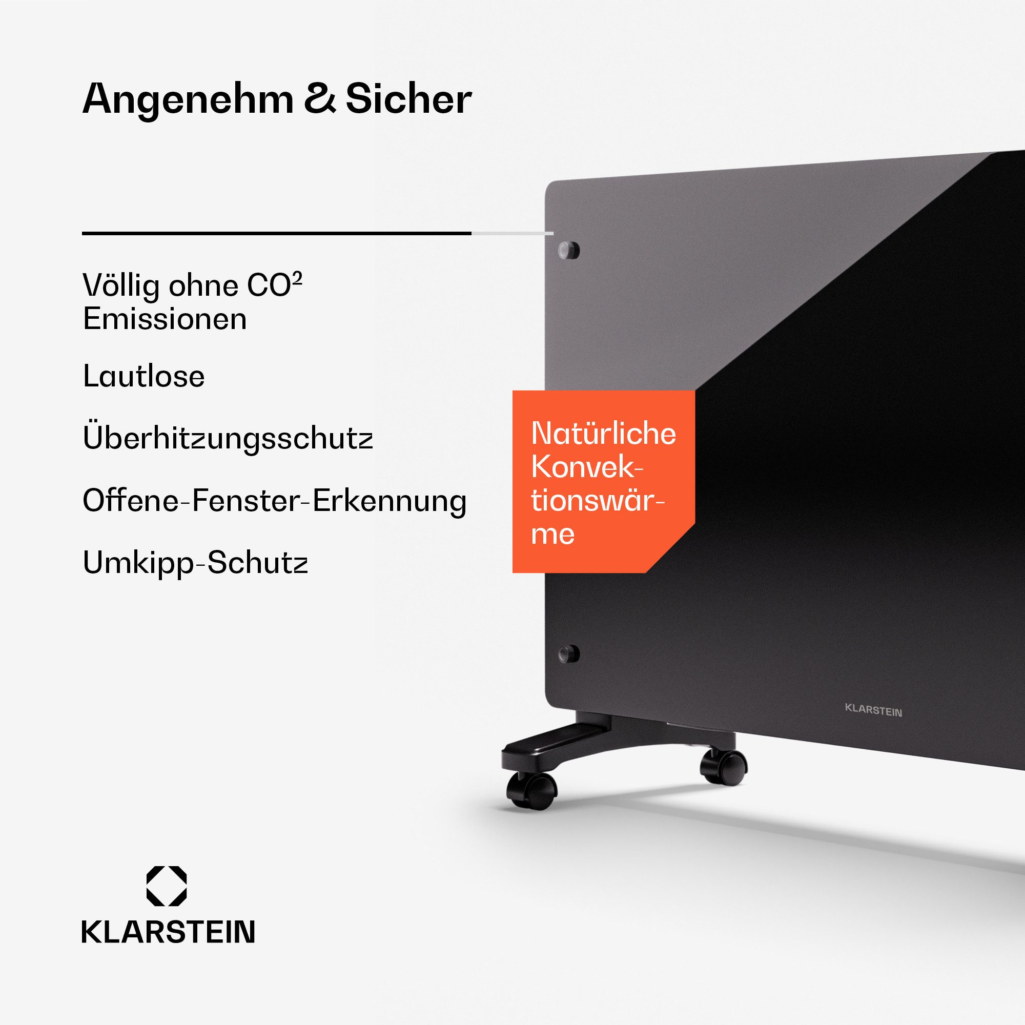 Klarstein Heizstrahler Bornholm Smart 2500, Heizung Elektrische Heizstrahler Badezimmer Küche Wifi LED Weiß – Bild 4 von 5