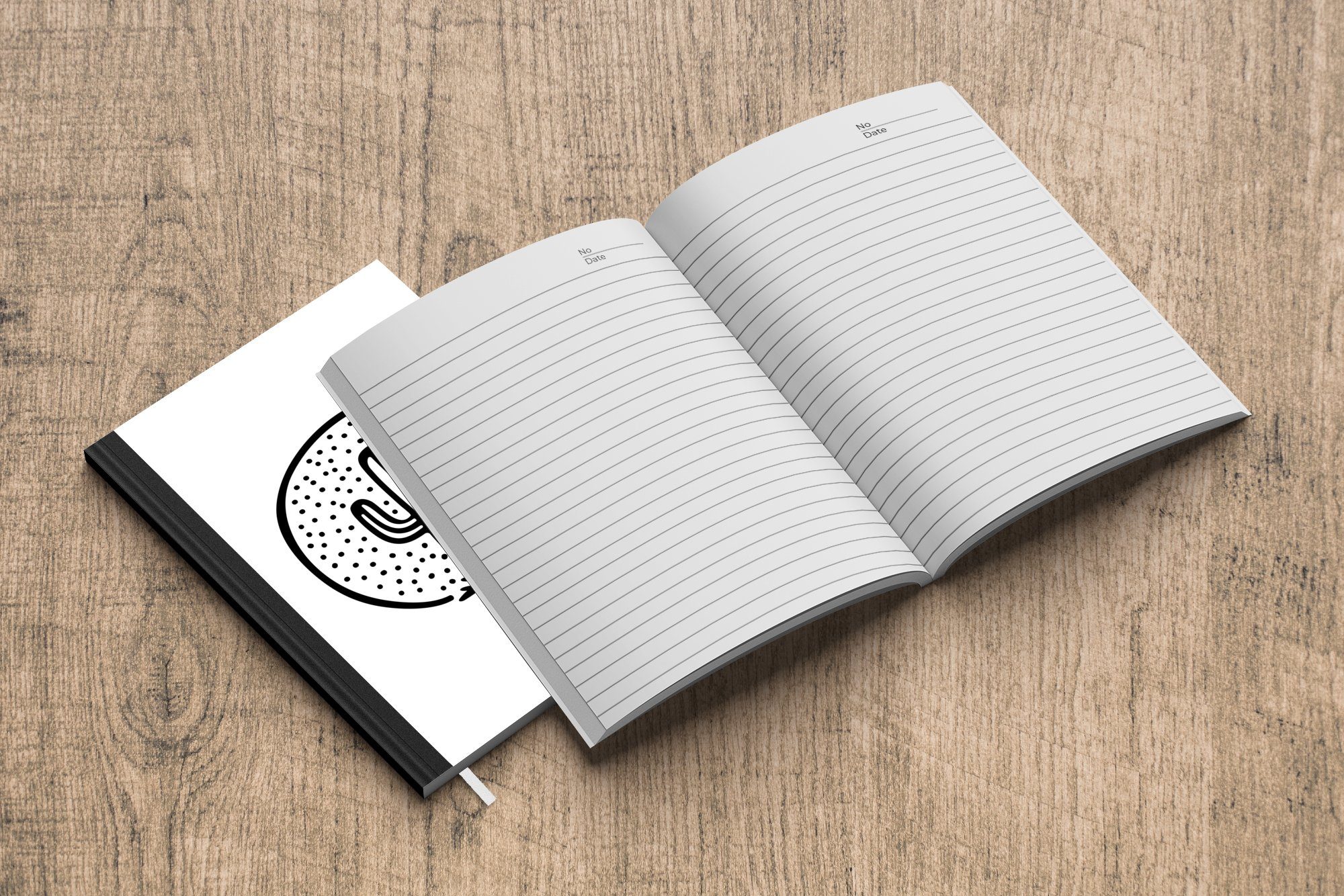 MuchoWow Notizbuch Schwarz-weiße Illustration eines A5, Kaktus, 98 Haushaltsbuch Notizheft, Tagebuch, Seiten, Journal, Merkzettel