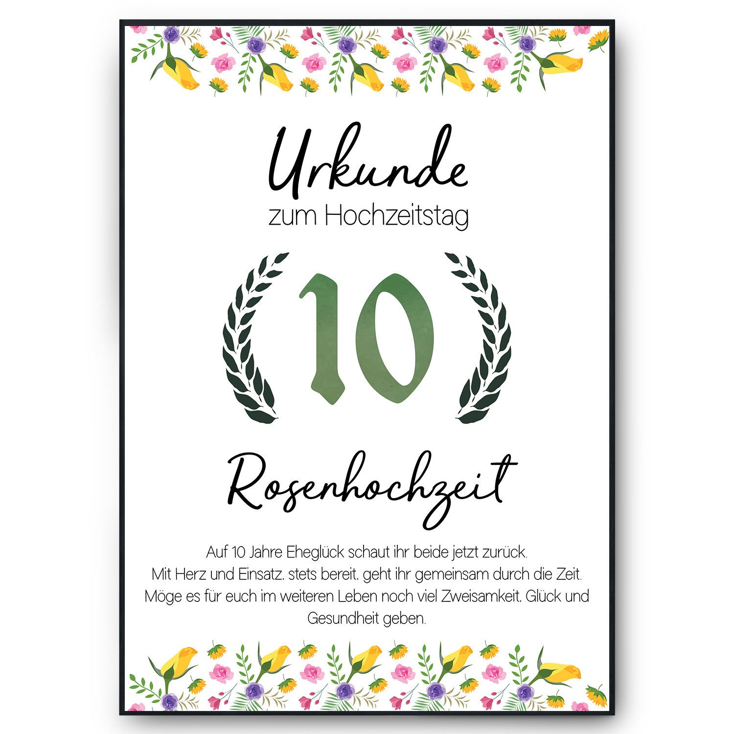 Tigerlino Poster 10. Hochzeitstag Geschenk Urkunde günstig online kaufen