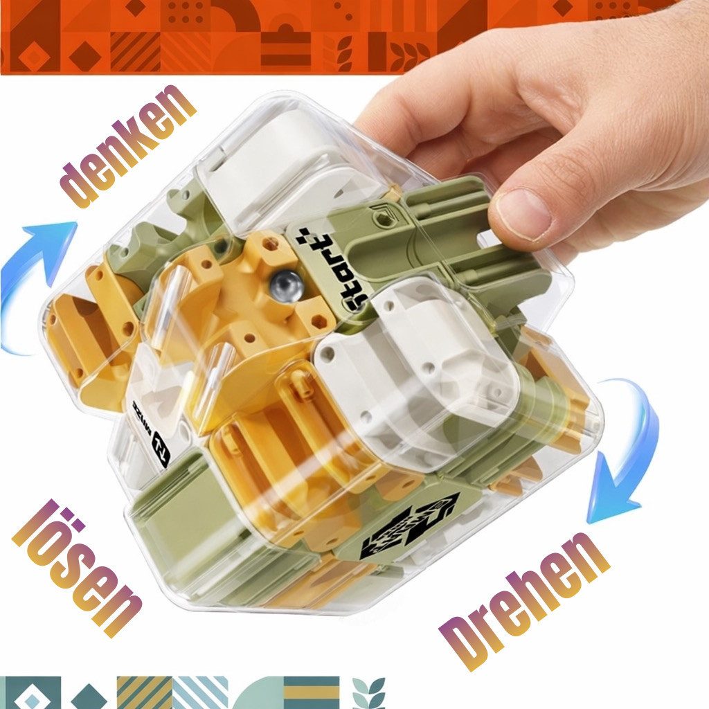 Goldstern-Tech Lernspielzeug 3D-Maze Cube, 2-in-1 3D-Labyrinth mit integriertem Kugel-Maze-System