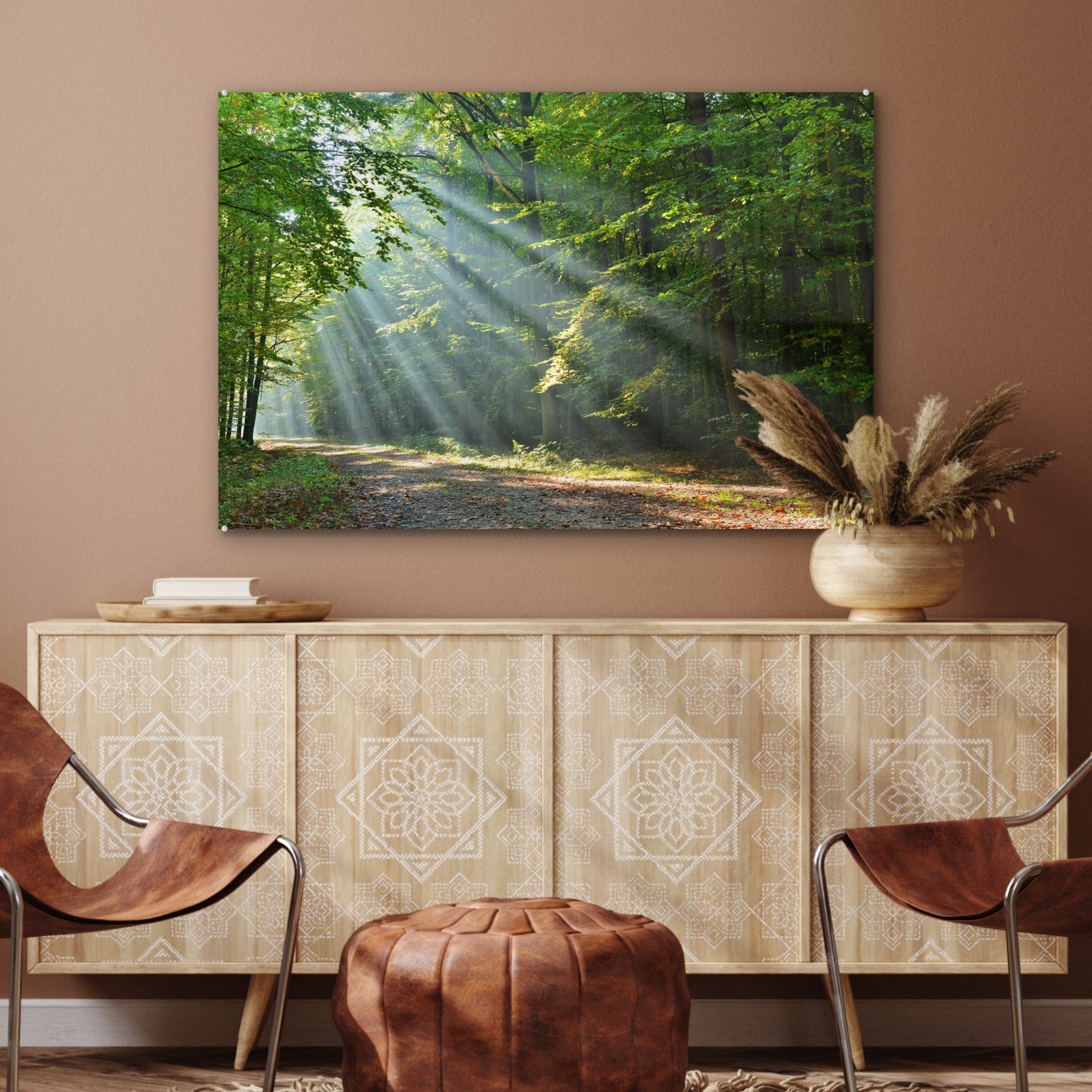 MuchoWow Wald St), Acrylglasbilder Schlafzimmer (1 - Acrylglasbild Wohnzimmer Frühling - & Baum,