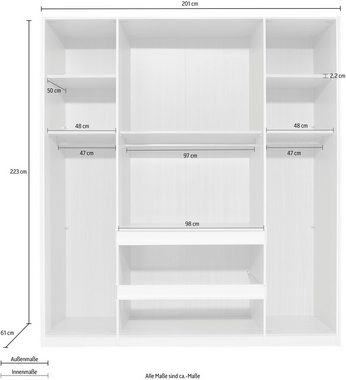 rauch Drehtürenschrank Elmo mit Soft-Close-Funktion, Schubkästen mittig, optional mit Beleuchtung