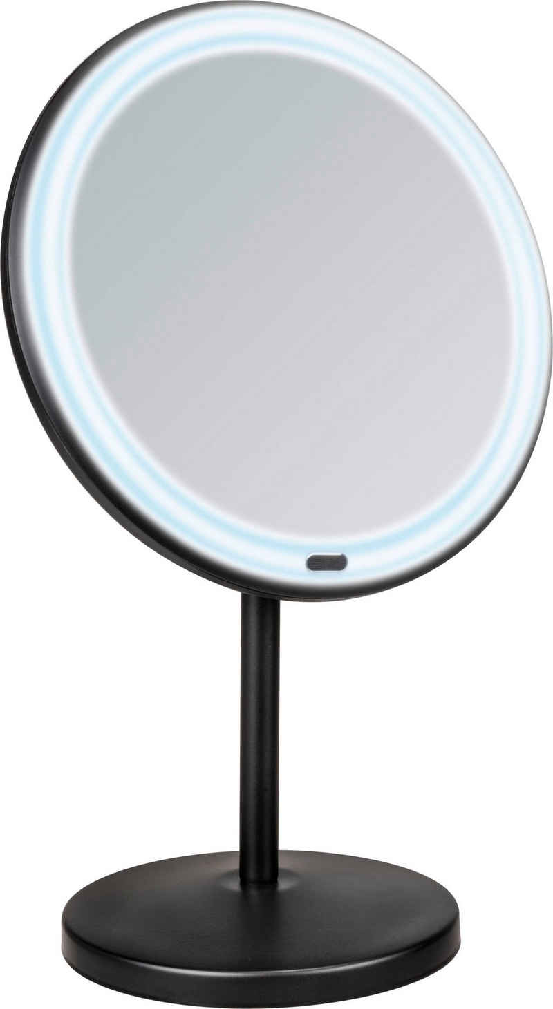 WENKO Kosmetikspiegel »Onno«, schwarz, mit LED und Touch-Funktion