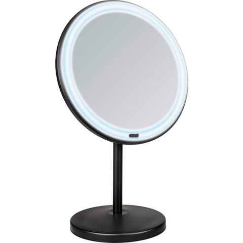 WENKO Kosmetikspiegel Onno, schwarz, mit LED und Touch-Funktion