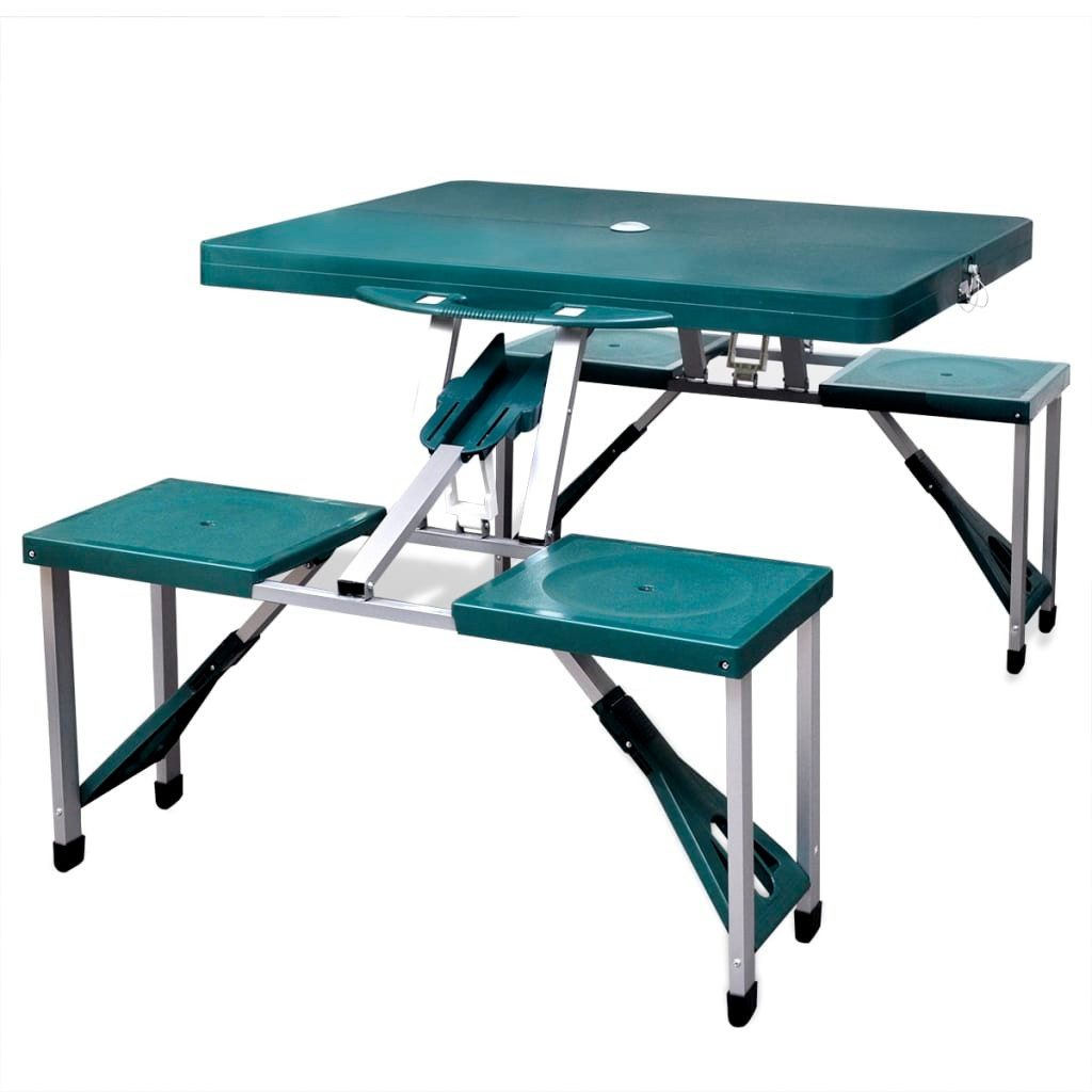 Campingtisch Klappbares Campingtisch-Set Aluminium mit 4 Stühlen extra leicht grün
