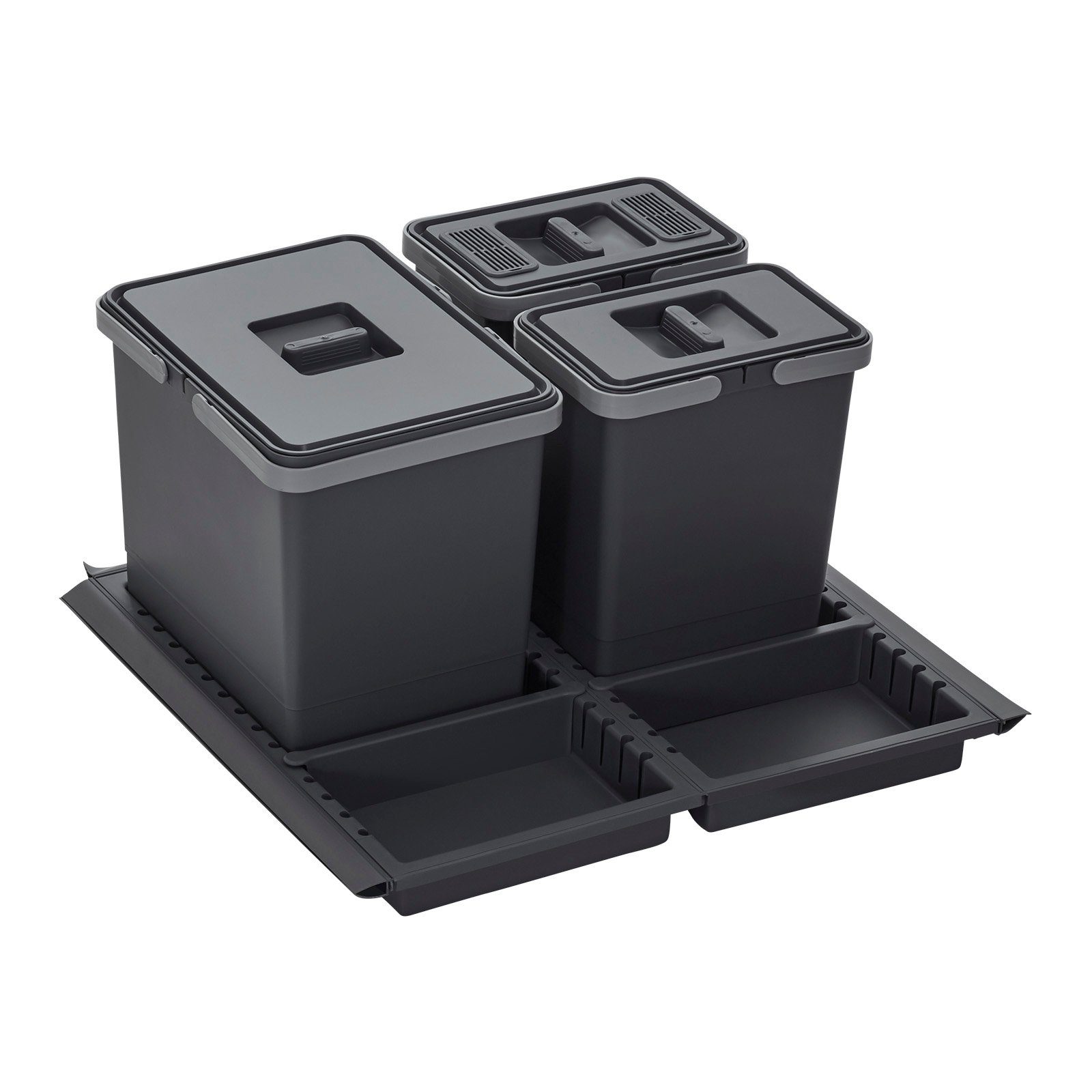 SO-TECH® Mülleimer Abfallsammler Metropolis 15+6+6L mit Deckel, Abfallsystem für Auszug Korpusbreite 60 cm