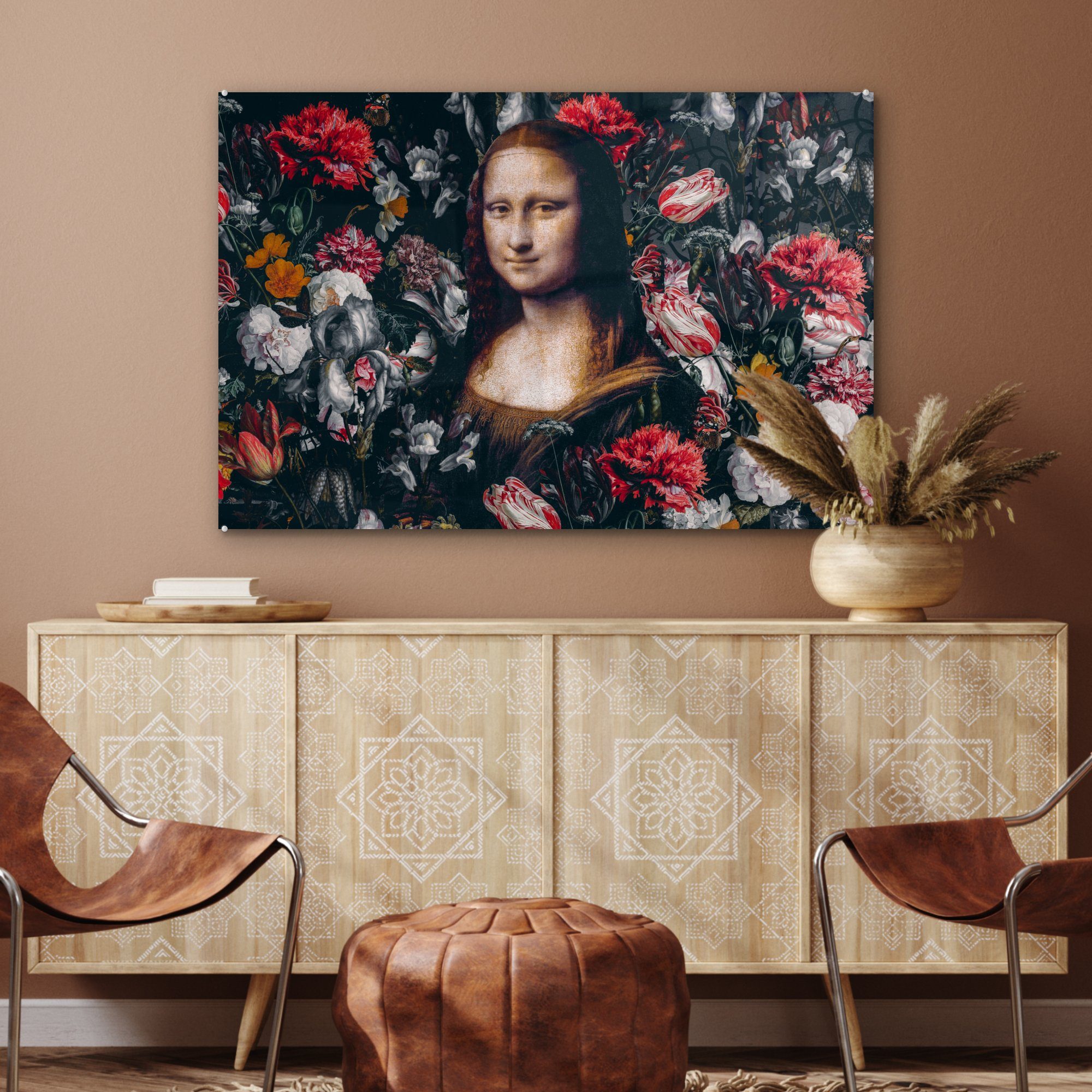Wohnzimmer - Mona - bunt - Vinci MuchoWow Da Gemälde, Acrylglasbilder Schlafzimmer Blumen St), Lisa (1 Acrylglasbild &