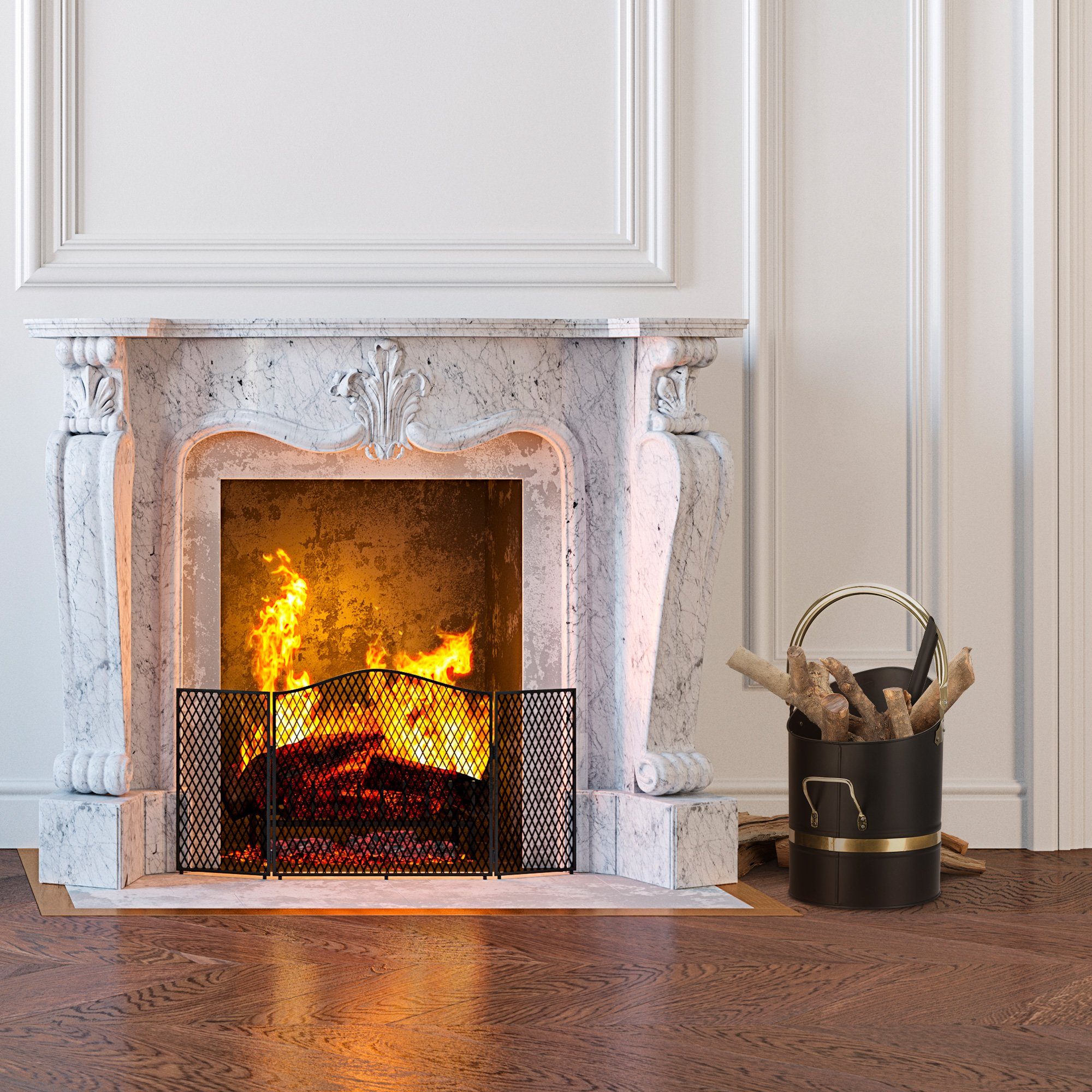 Navaris Kamingarnitur Ascheeimer für Kaminofen mit Schaufel - Metalleimer O günstig online kaufen