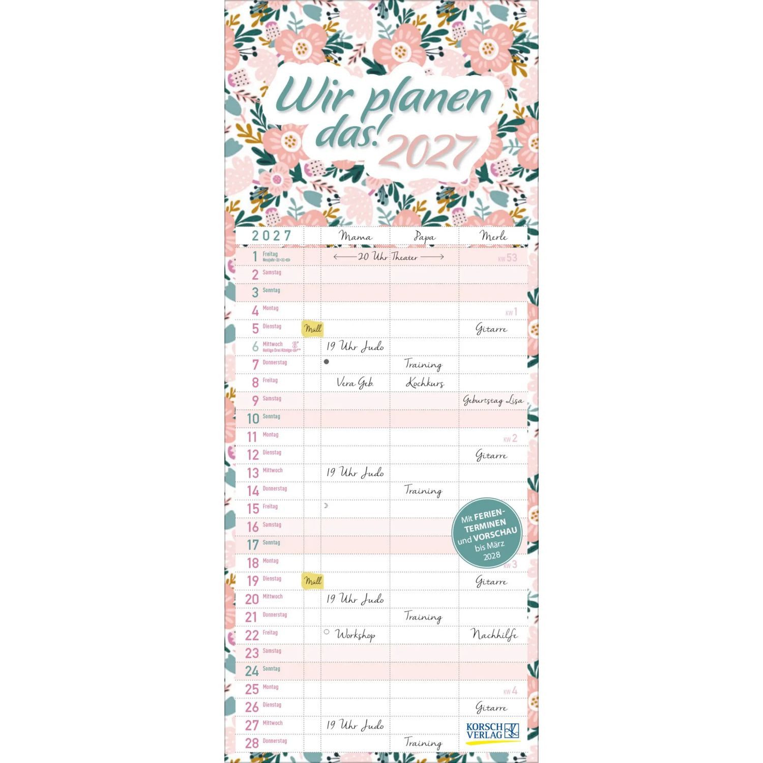 Korsch Verlag Familienkalender Familientimer Wir planen das! 2027