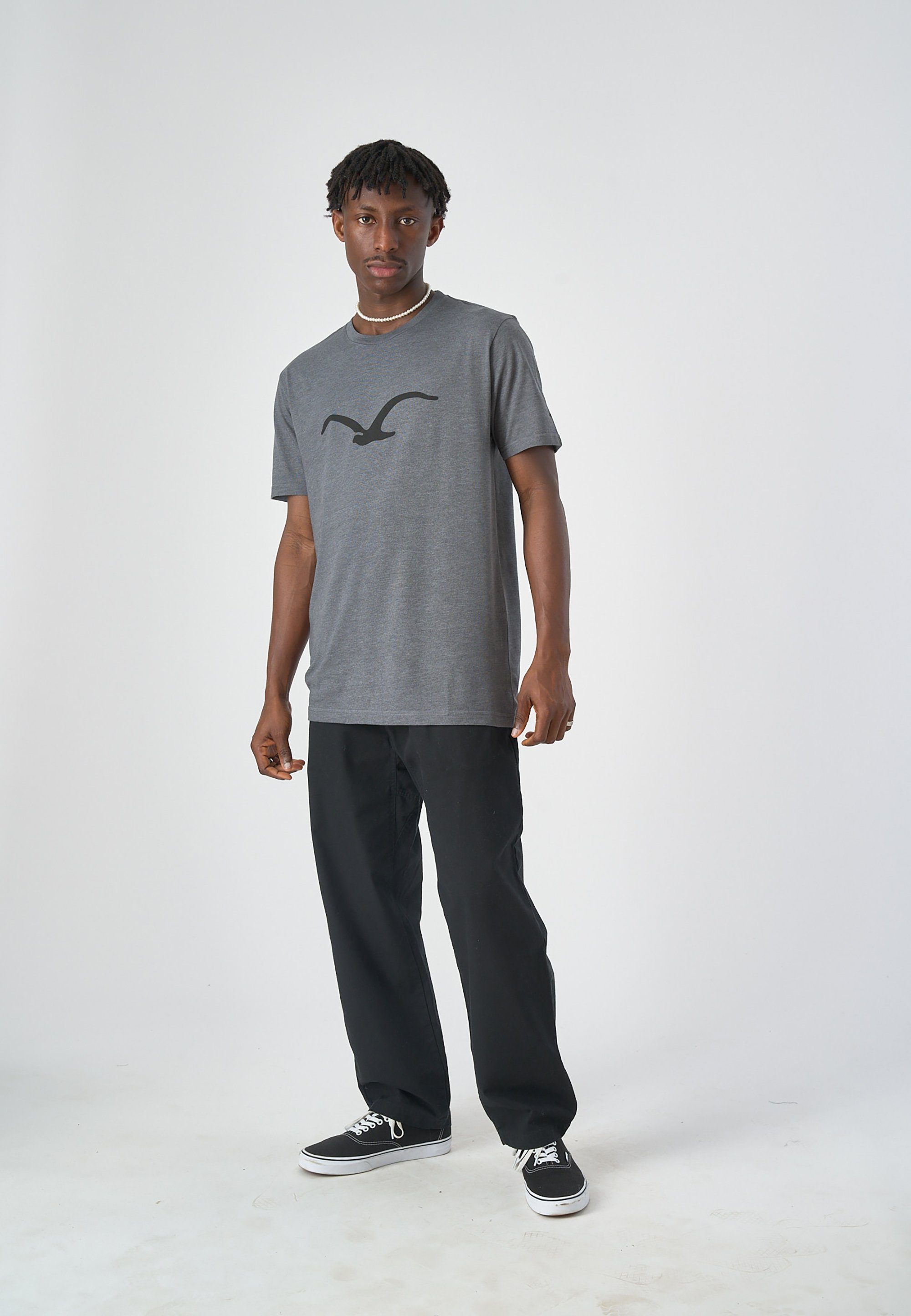 Mowe T-Shirt klassischem mit Print Cleptomanicx hellbraun-schwarz