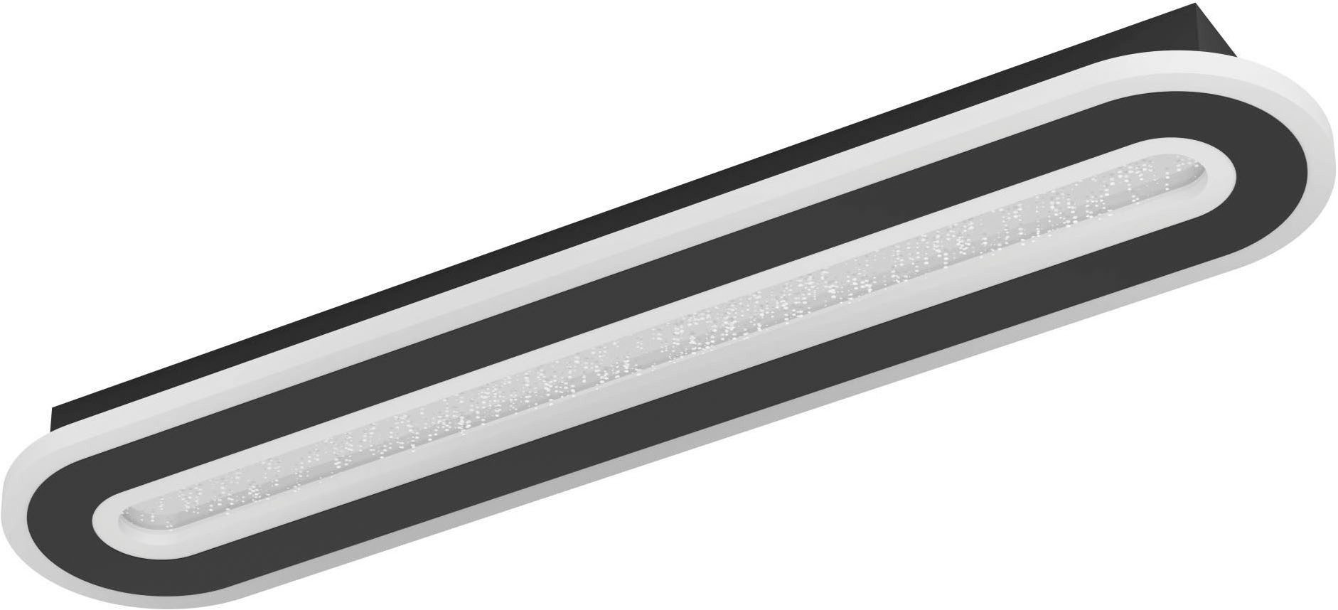 EGLO Deckenleuchte Macchioni Deckenlampe, Küchenlampe aus Metall und Kusntoff, Lampe, CCT - über Fernbedienung, Dimmfunktion, Farbwechsel, dimmbar über Fernbedienung, mehrere Helligkeitsstufen, LED fest integriert, Kaltweiß, Neutralweiß, Warmweiß, Wand-/Deckenleuchte - L55 x B12 x H4,5 cm - schwarz, weiß - 20W inkl.