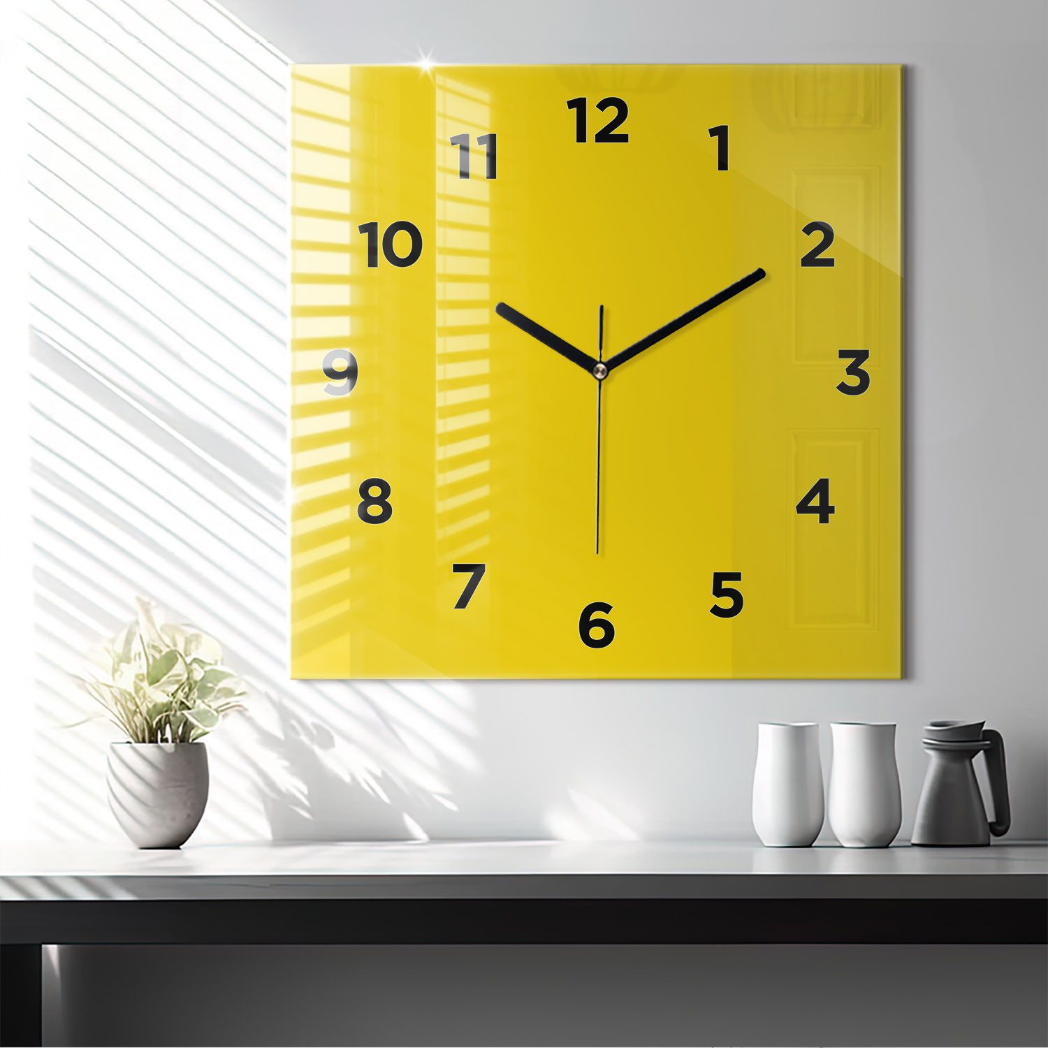 Tulup Wanduhr Glasuhr Quadratische Wanduhr 60x60 cm Uhr Aus Gehärtetem Glas