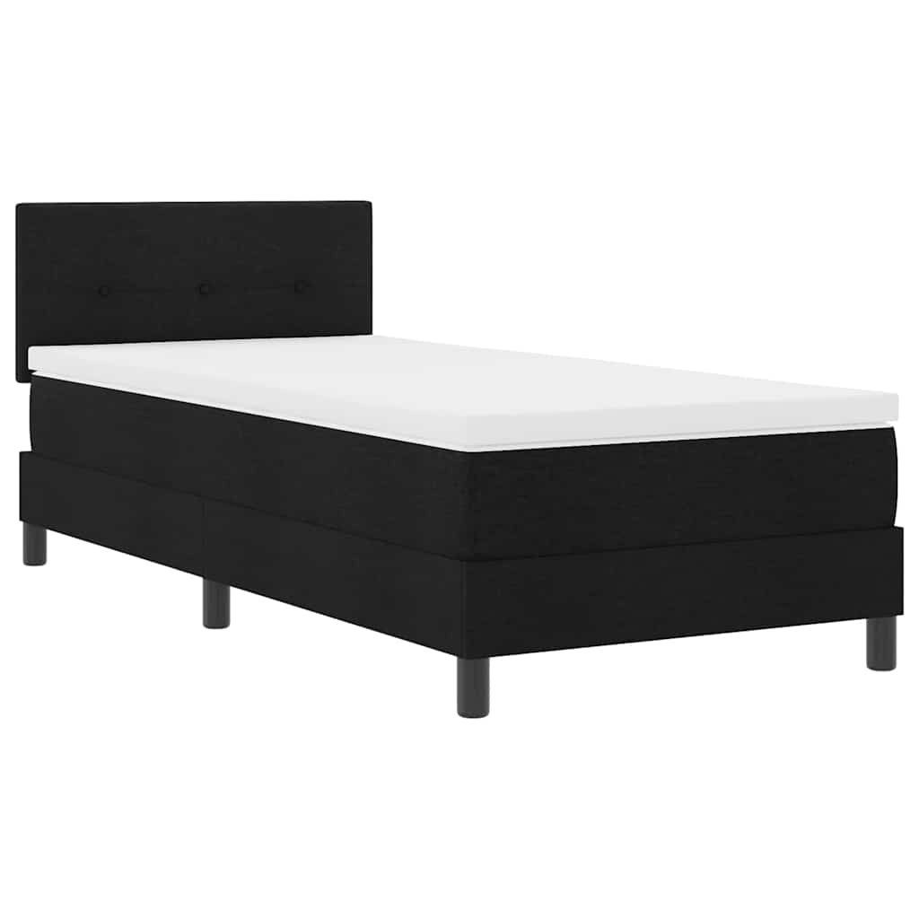 Bett Boxspringbett mit LED-Lichtleisten Schwarz 100 x 200 cm Stoff