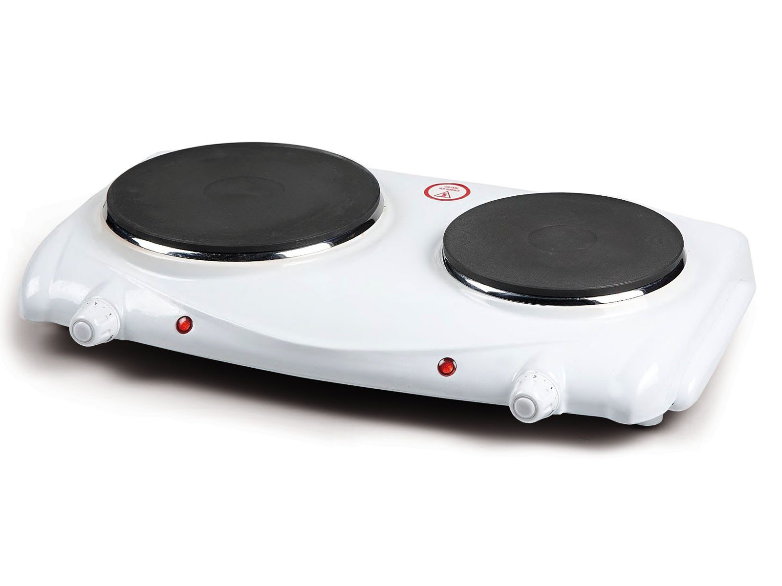 Domo Doppelkochplatte, Mobiles elektrisches 2er Platten autarkes Kochfeld 15,5/18,5cm Camping