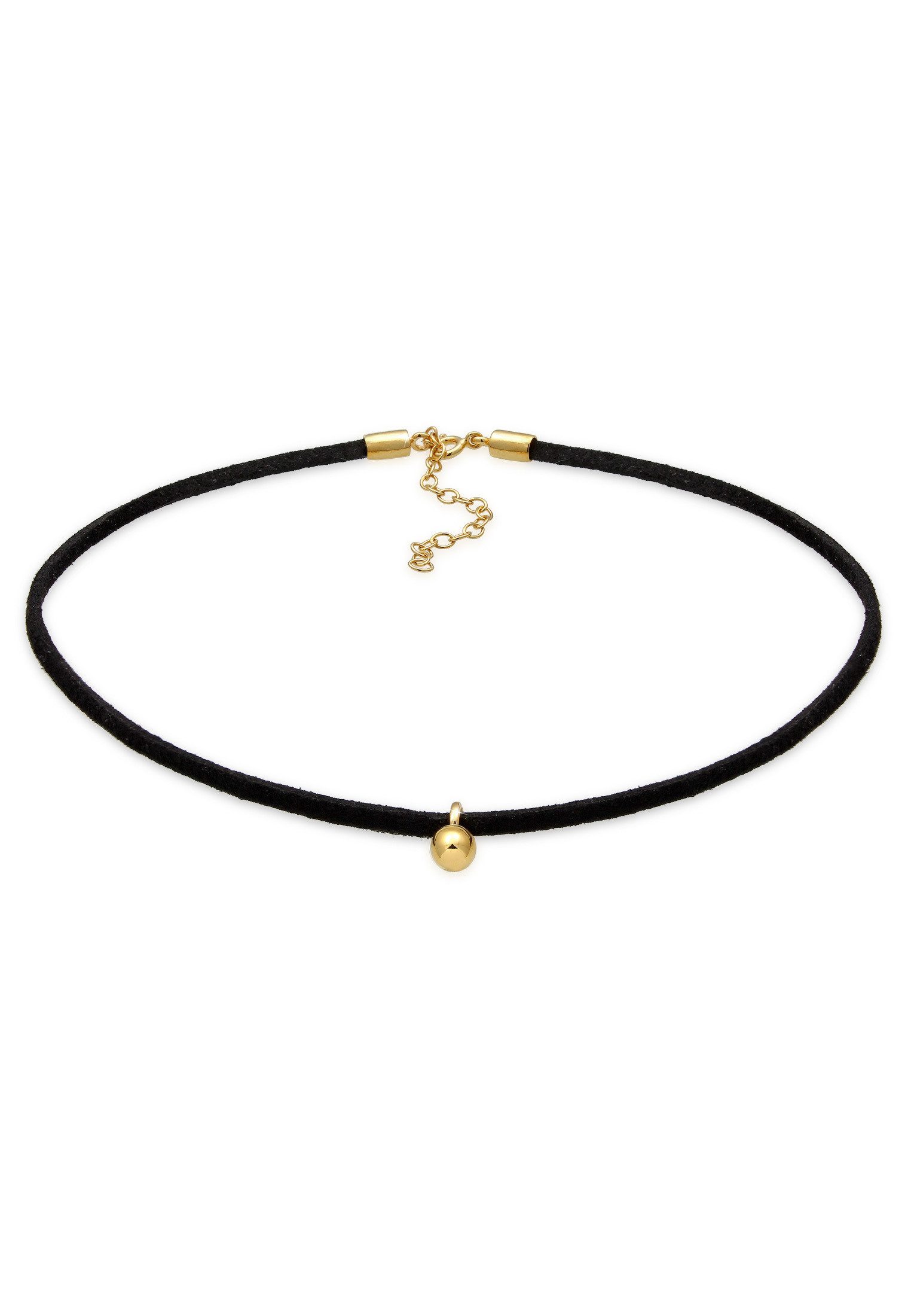 Elli Collier Choker Velour Schwarz mit Anhänger Kugel Silber