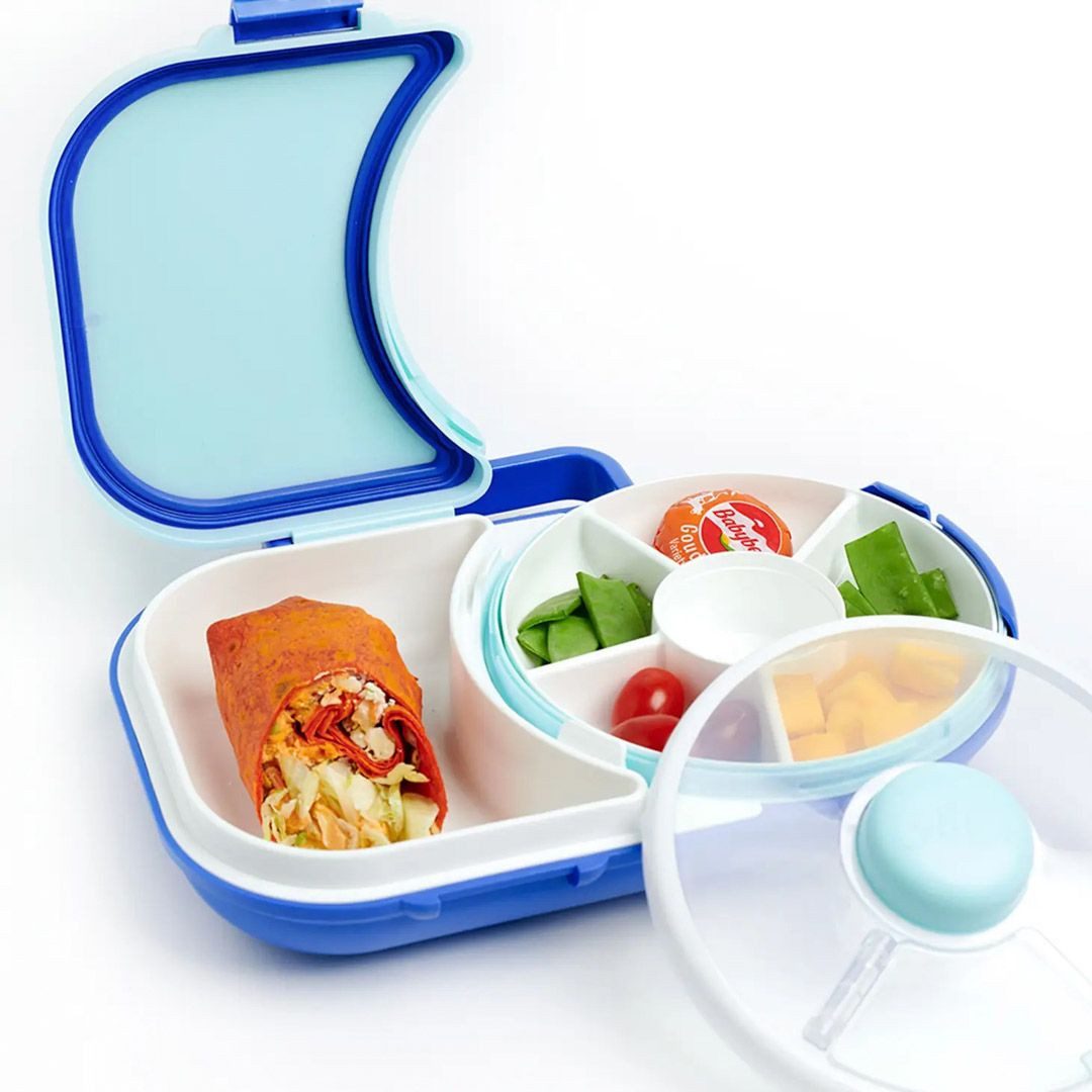 suebidou Lunchbox 2in1 Kinder Lunchbox & Snack Spinner mit innovativer Drehfunktion, (Kann auseinander gebaut werden, 1 Snackbox mit Deckel), nachhaltig, kreativ