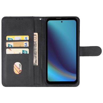 Wigento Smartphone-Hülle Für Doogee V20 Pro Handy Book Wallet Tasche Schwarz + H9 Hart Glas