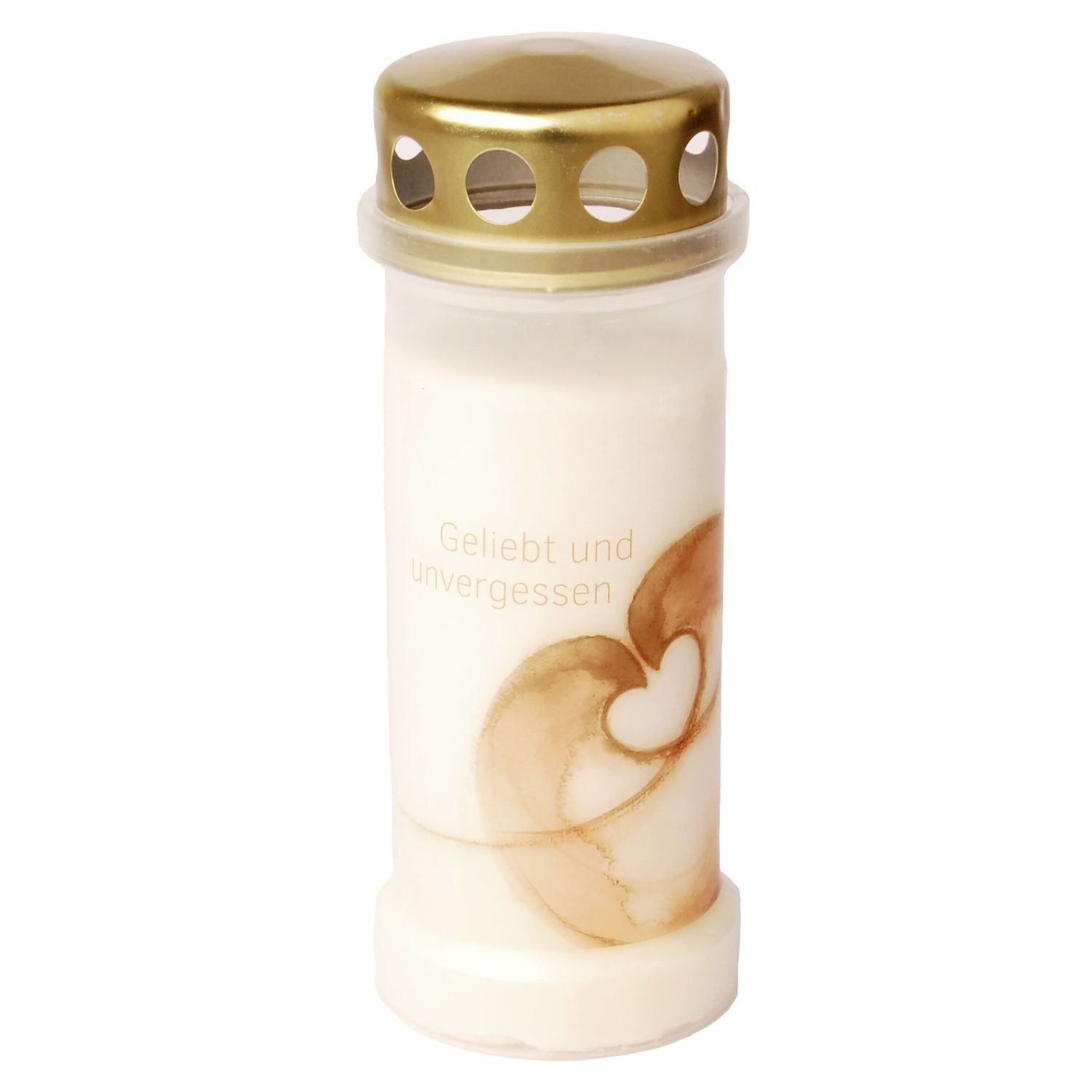 Bolsius Grabkerze Grablicht Nr. 6 - Herz - Höhe 173 mm - Durchmesser 67 mm - Weiß