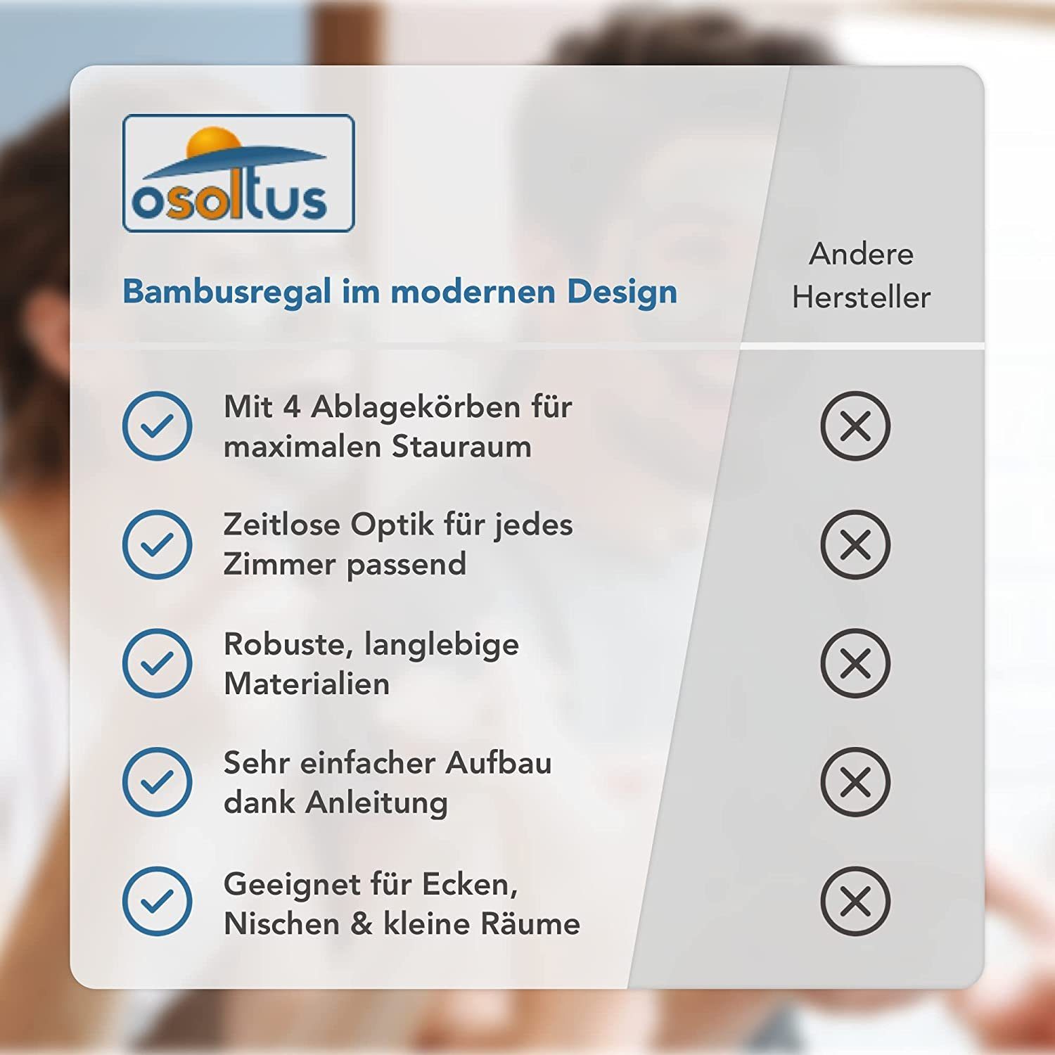 osoltus Badregal osoltus Badregal Korbregal Veile aus Bambus und Weiß lackiertem Holz – Bild 4 von 5