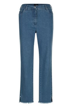 MIAMODA Regular-fit-Jeans Jeans Slim Fit Fransensaum mit Schlitz 5-Pocket