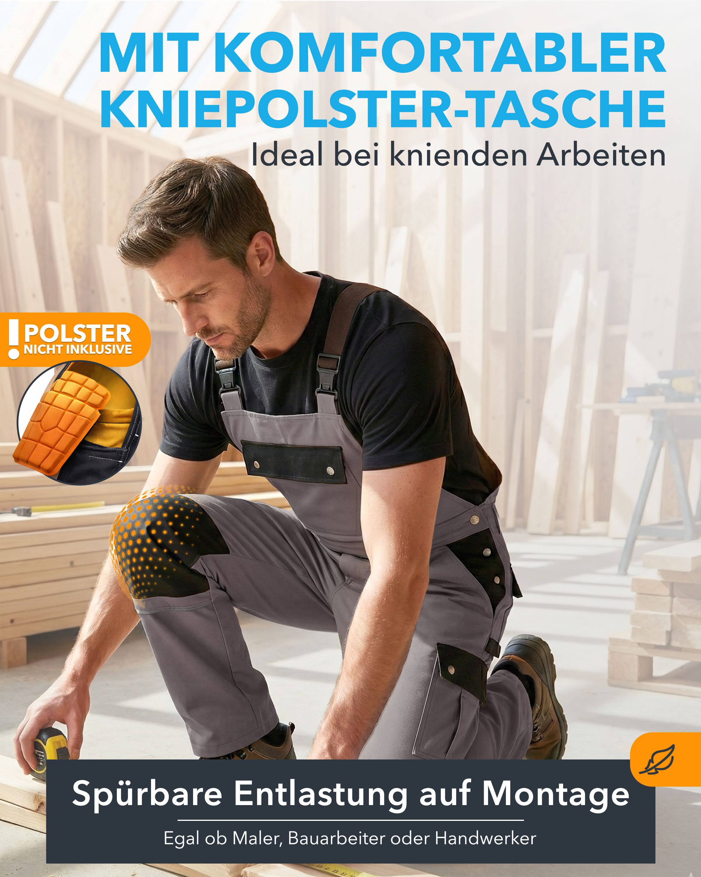 TMG International Arbeitslatzhose Latzhose Arbeitshose Cargohose Overall Blaumann