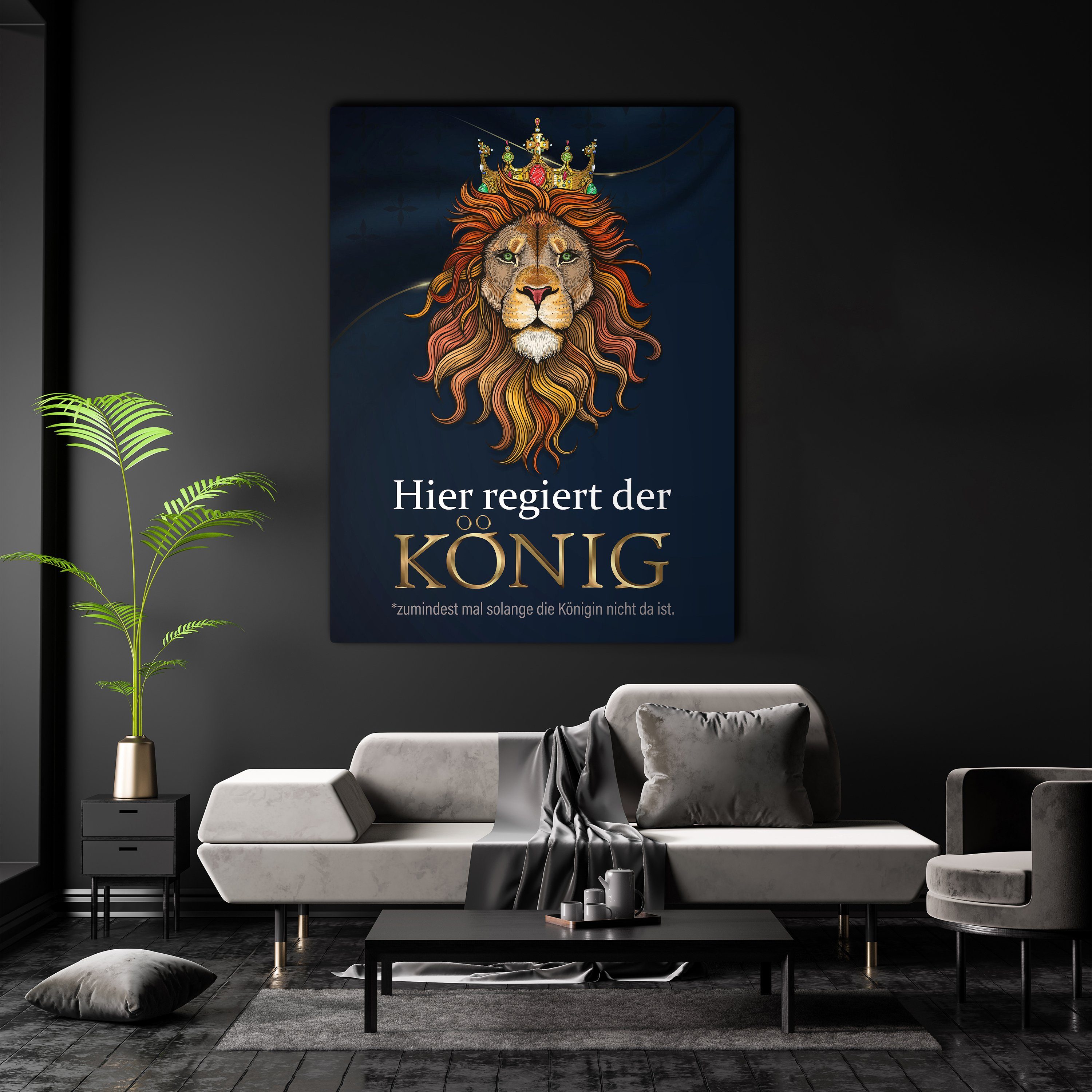 wandmotiv24 Leinwandbild Löwen, Hochformat, König Größen (1 St), in versch. Tiere Leinwandbilder Wanddeko, Wandbild, der Löwen