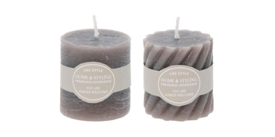 ZauberDeko Stumpenkerze 2 Rustic Kerzen Schwarz Taupe Orange Tischdeko Partydeko 5 cm
