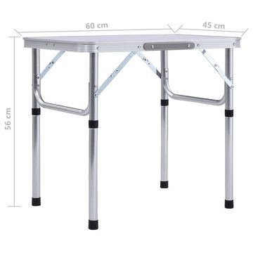 vidaXL Campingtisch Klappbarer Campingtisch Weiß Aluminium 60x45 cm (1-St)