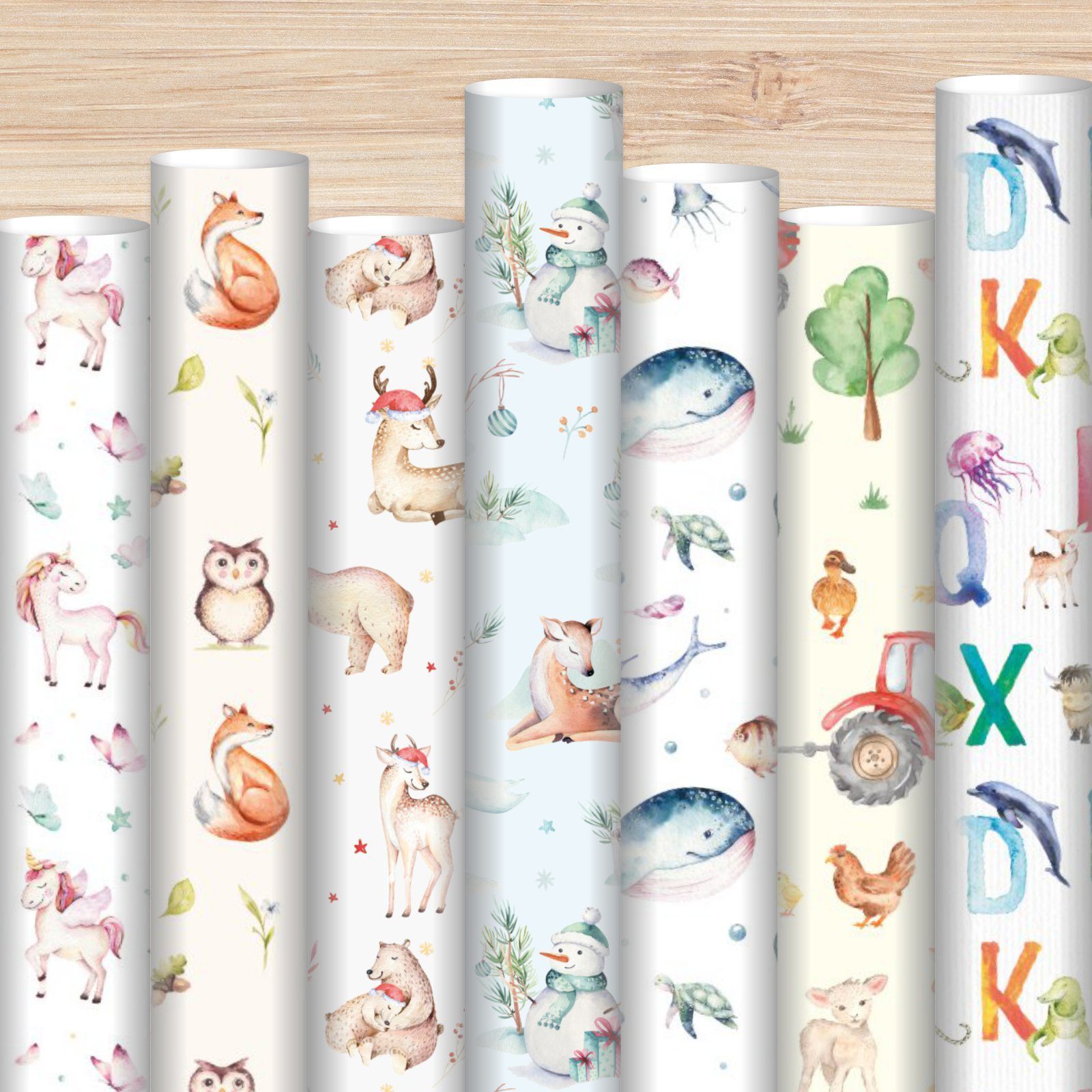 nikima Geschenkpapier 5 Bögen Geschenkpapier Winterland - 1,60€/qm- 84,1 x 59,4 cm, 5 Bögen