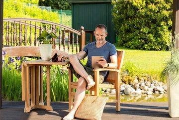 Kai Wiechmann Gartensessel Massiver Premium Teak Sessel als wetterfester Gartenstuhl aus Holz, ergonomisch geformter Teakholzsessel