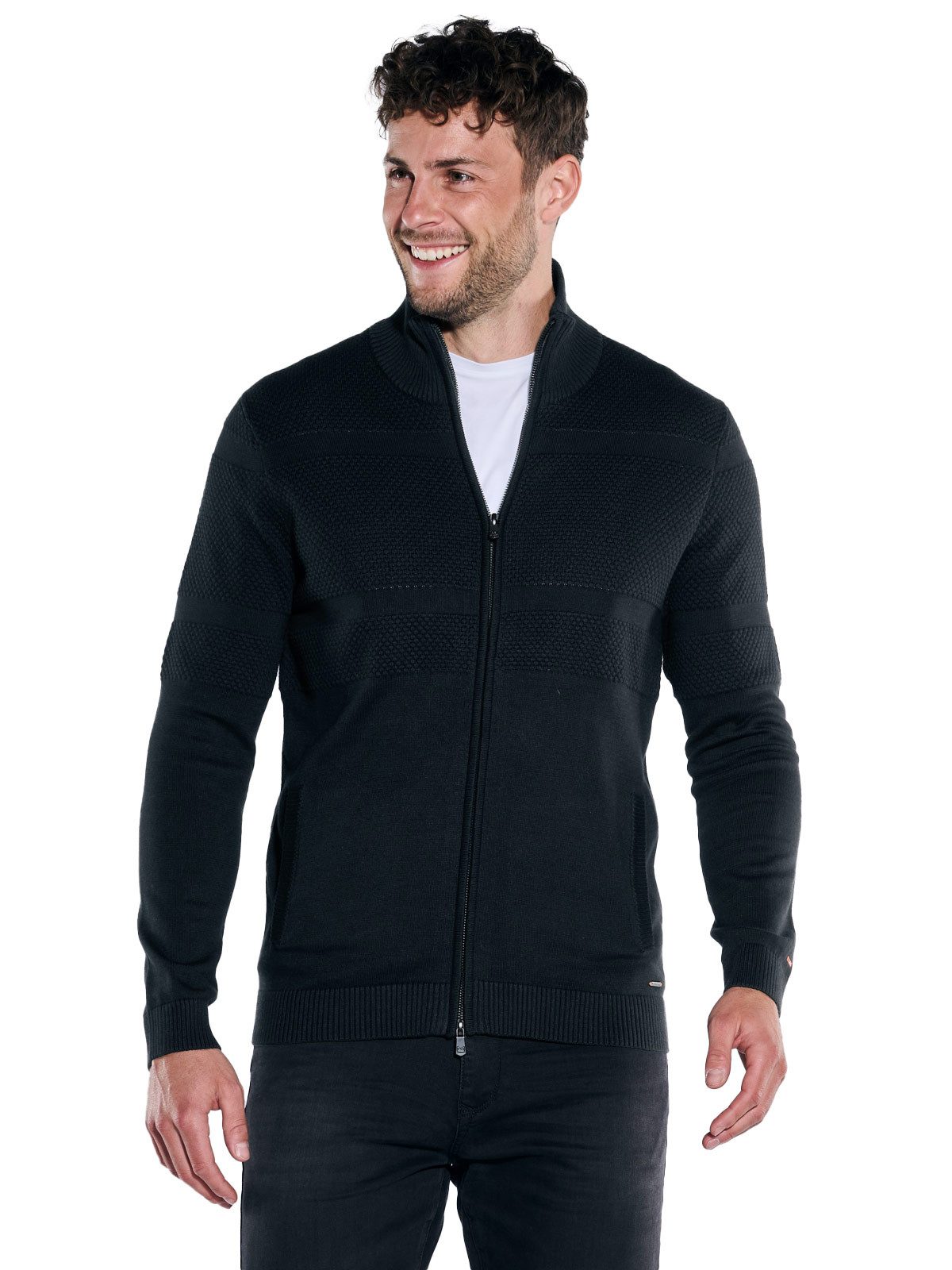 emilio adani Strickjacke emilio adani Herren Strickjacke strukturiert, Schwarz