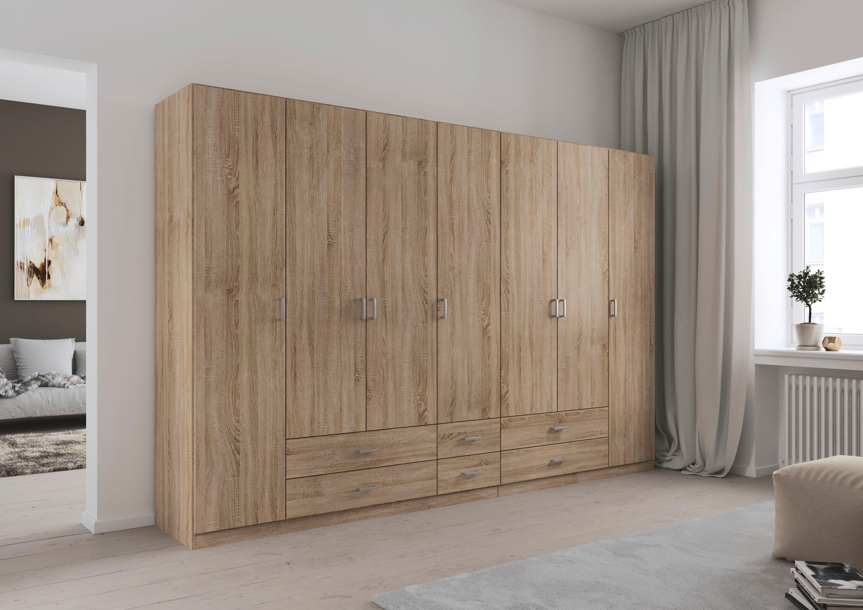 rauch Drehtürenschrank Kleiderschrank Garderobe GAMMA Breiten 91/136/181/226/271/315/360 cm (in 3 Ausstattungen BASIC/CLASSIC/PREMIUM (inkl. SOFT-CLOSE-Funktion) mit Schubladen, verschiedene Griff-Varianten TOPSELLER MADE IN GERMANY