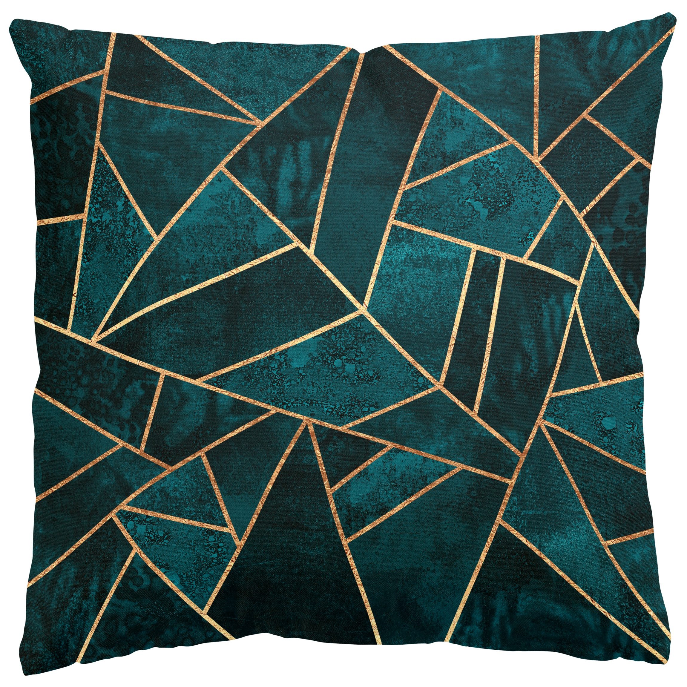 Bilderdepot24 Dekokissen drinnen / draußen Kissenhülle türkis Muster Abstrakt, Bezug Aquarell mit / ohne Füllung Zierkissen Outdoor Sofa Bett