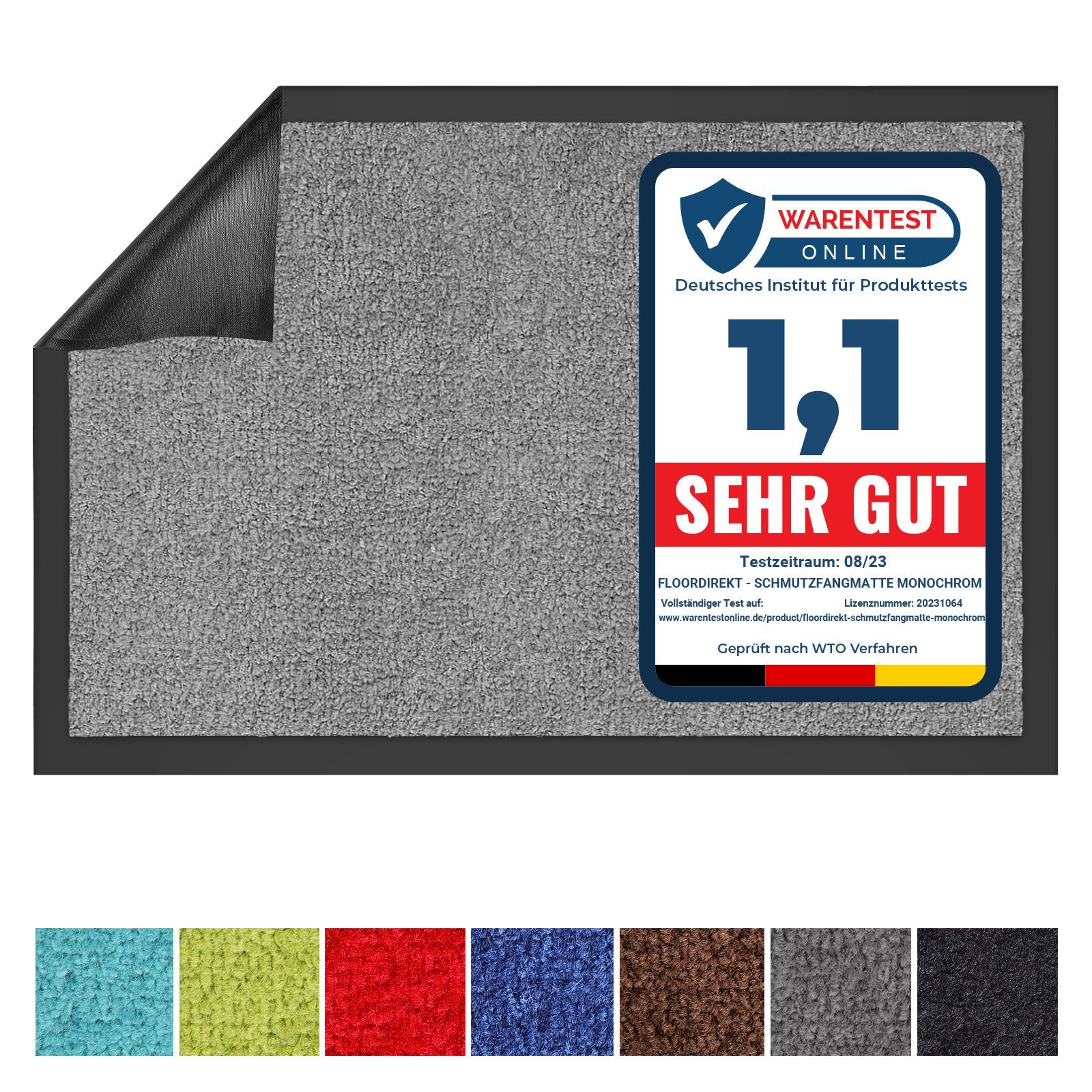 Fußmatte Sauberlaufmatte Farben viele Karat, Größen, waschbar, 7 mm, Fußbodenheizung Dublin, Silbergrau Höhe: & rechteckig, geeignet für
