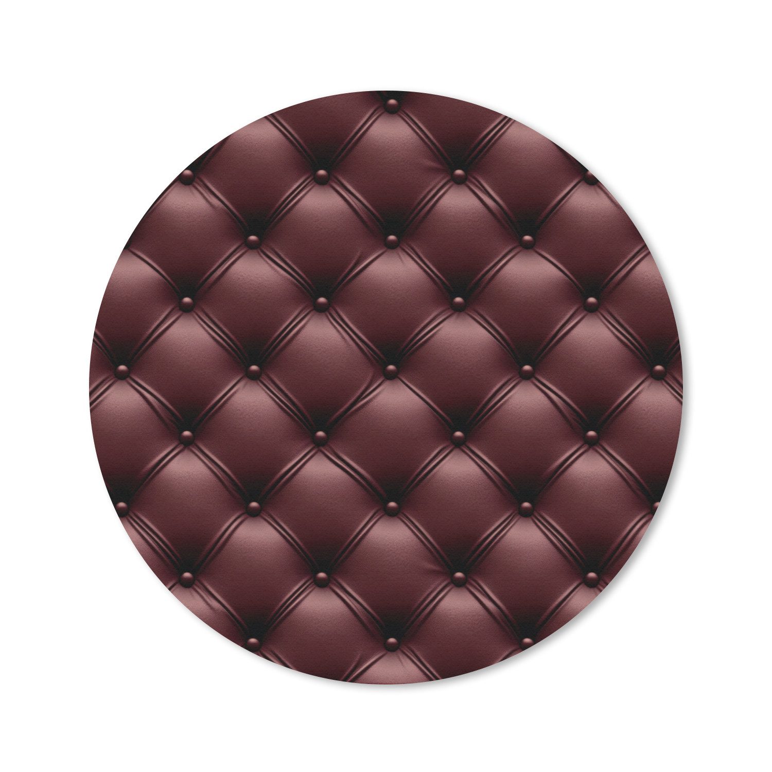 MuchoWow Mauspad Leder - Muster - Bordeaux (1-St), Mousepad mit Rutschfester Unterseite, Gaming, Rund, 30x30 cm