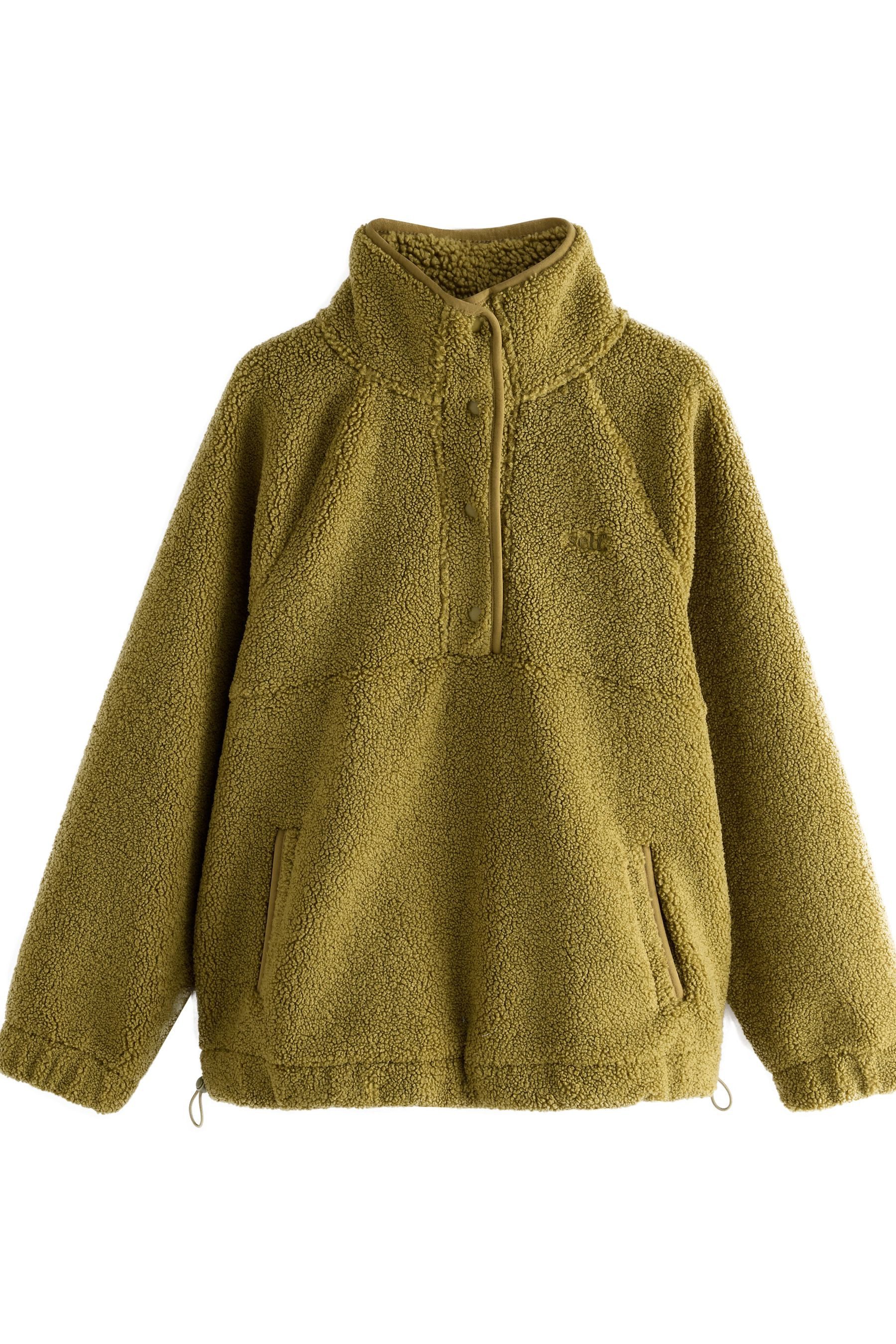 self Fleecejacke Self. Borg-Pullover mit Druckknopfausschnitt günstig online kaufen