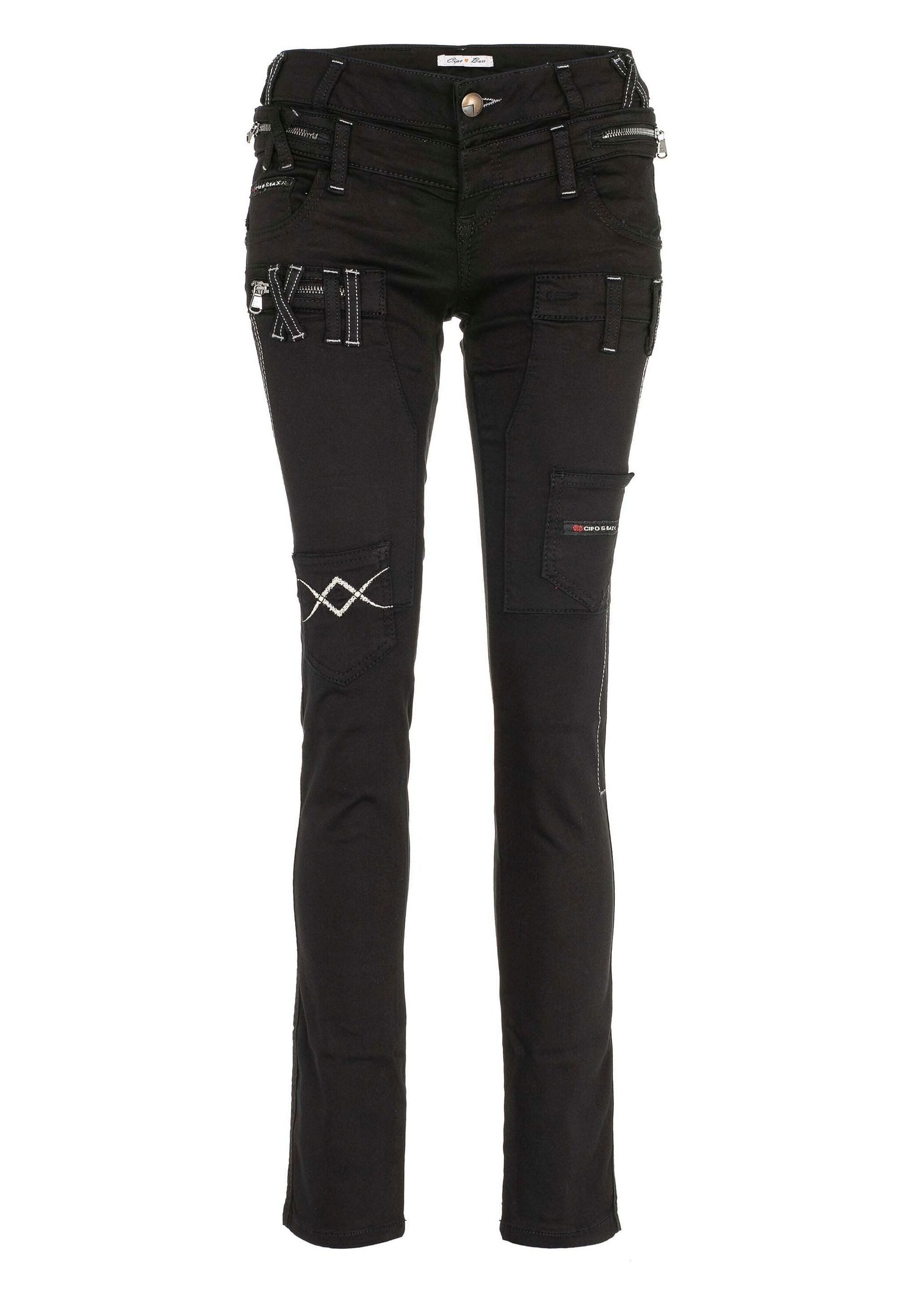 Cipo & Baxx Slim-fit-Jeans Jeans mit doppeltem Bund, WD228
