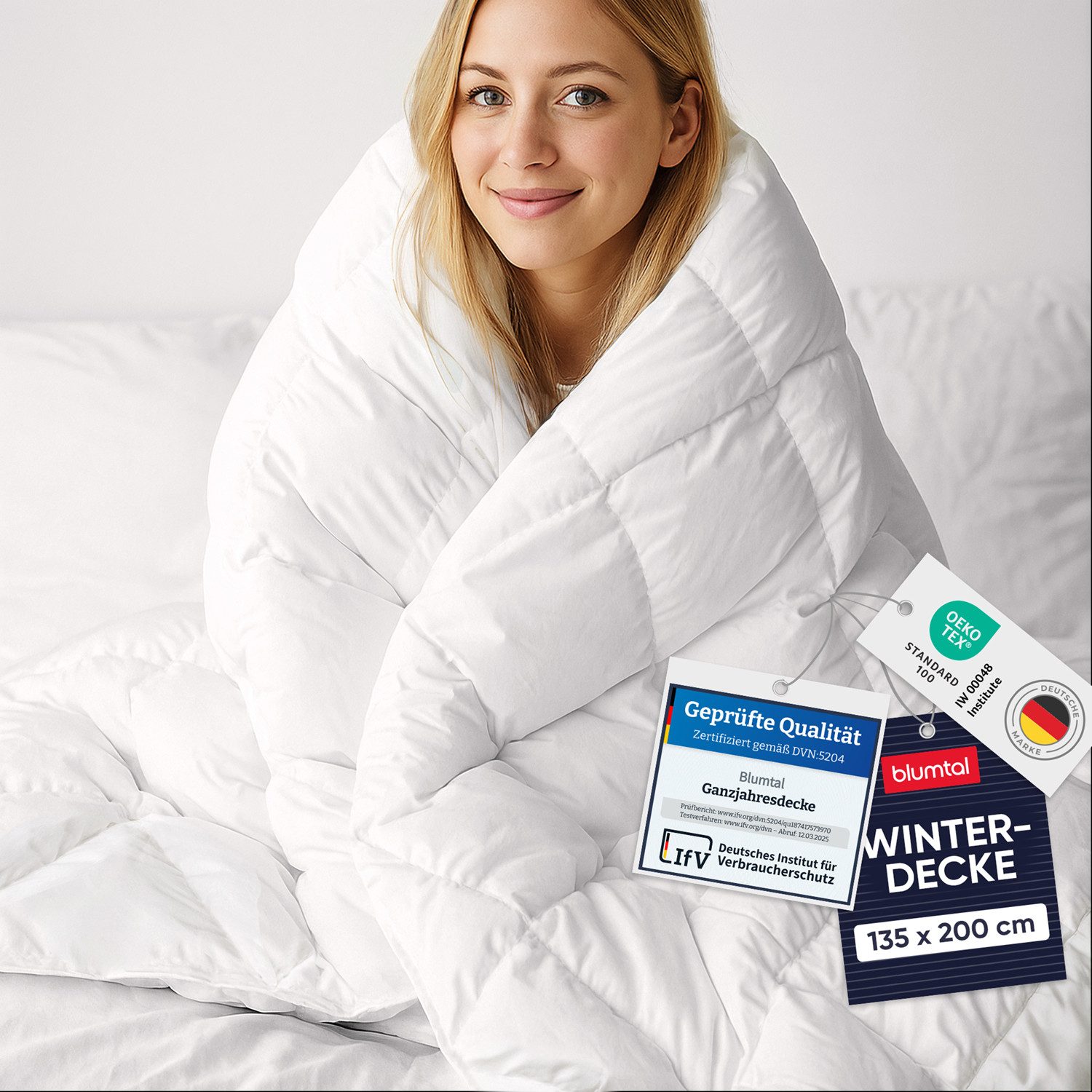 Blumtal Kunstfaserbettdecke zertifizierte Steppbettdecke - Winterdecke, Wärmeklassen: Sommer, 4 Jahreszeiten, Ganzjahresdecke, Winter