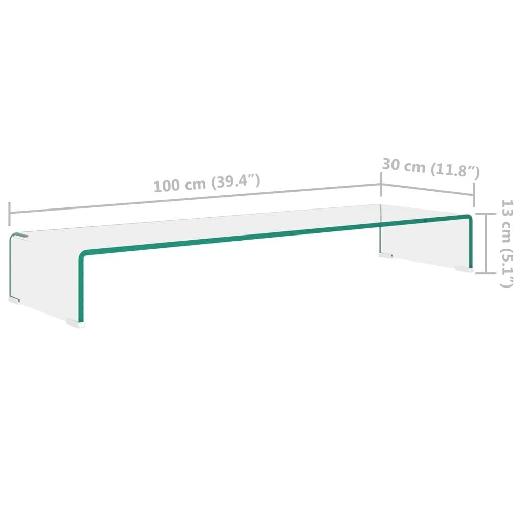 cm TV-Schrank Transparent 100x30x13 TV-Tisch/Bildschirmerhöhung furnicato Glas