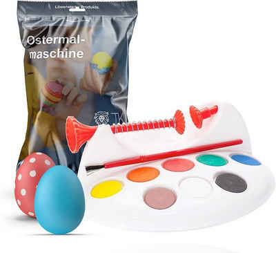 Hey!Easter® Eierfarbe 4x Eiermalmaschine mit Halterung, Farben & Pinsel - Malgerät Ostereier, fester Halt