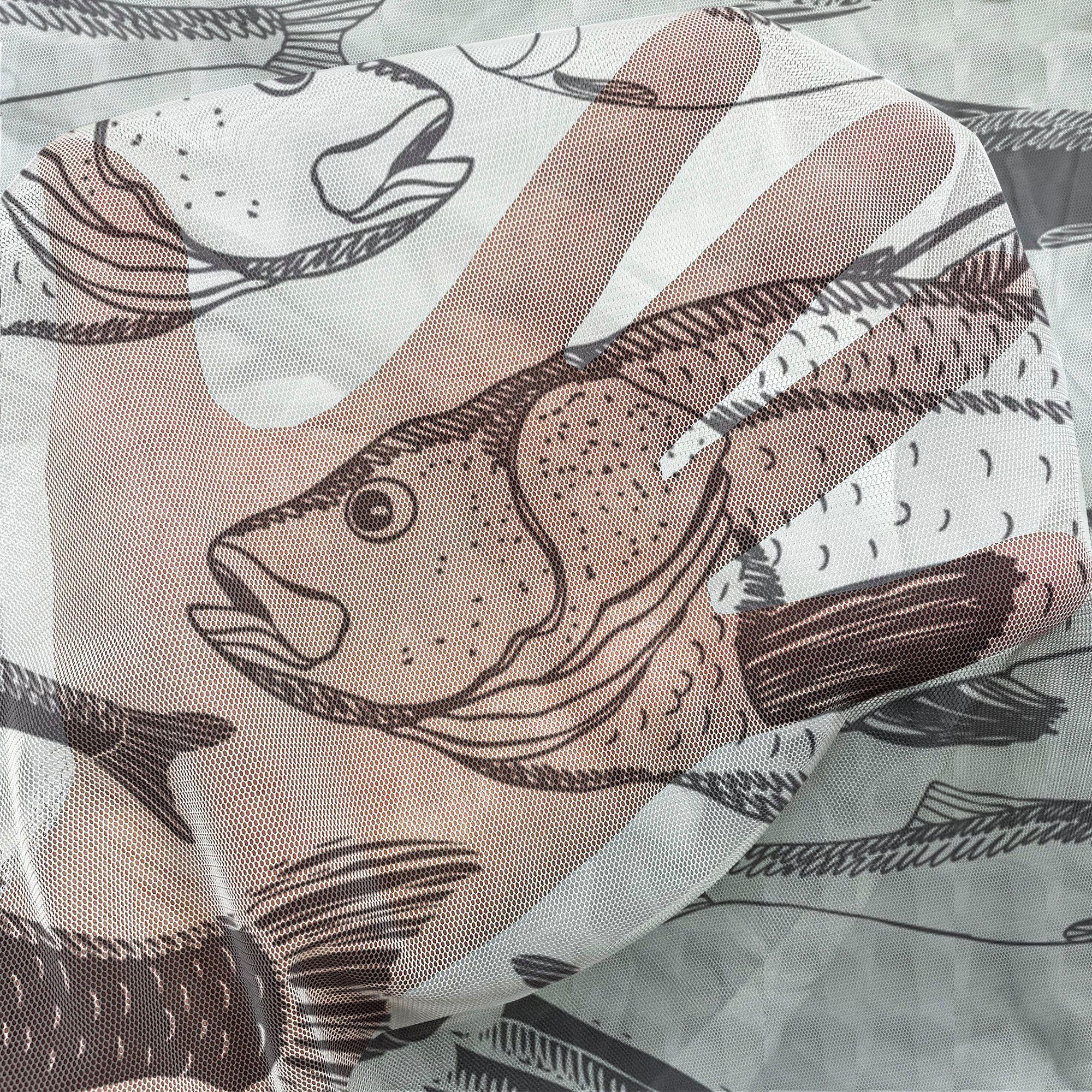 Gardine schiere Tier Drapierung Gepunktete Fische Panels, 2 Fauna für Party Retro Hochzeit Abakuhaus