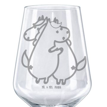Mr. & Mrs. Panda Rotweinglas Einhorn Mitteilung - Transparent - Geschenk, Rotwein Glas, Pegasus, l, Premium Glas, Luxuriöse Gravur