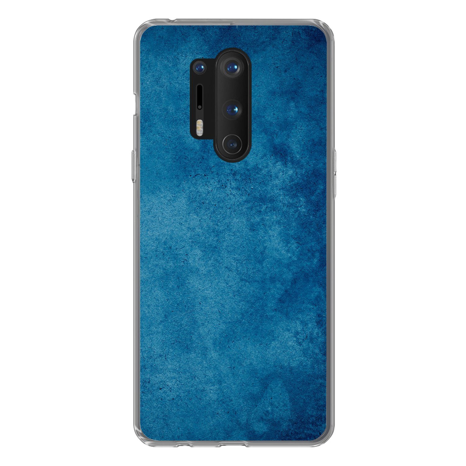MuchoWow Handyhülle für OnePlus 8 Pro Beton - Blau - Vintage - Strukturiert - Industriell, Phone Case, Silikon, Schutzhülle Dünn