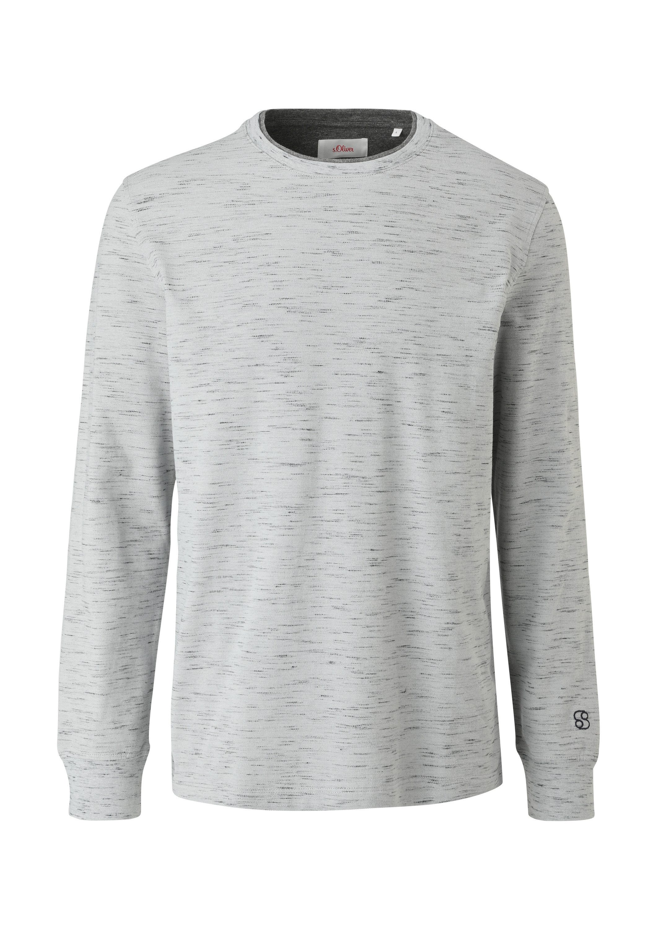 s.Oliver Langarmshirt T-Shirt Pullover in Piqué-Struktur günstig online kaufen