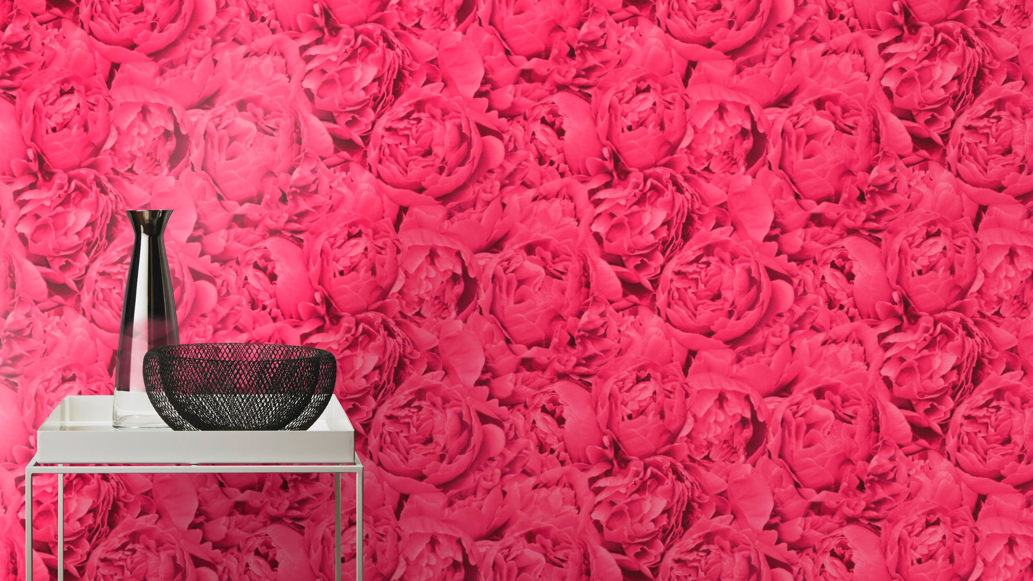 freundin Home Collection Rosen, pink geblümt Vliestapete