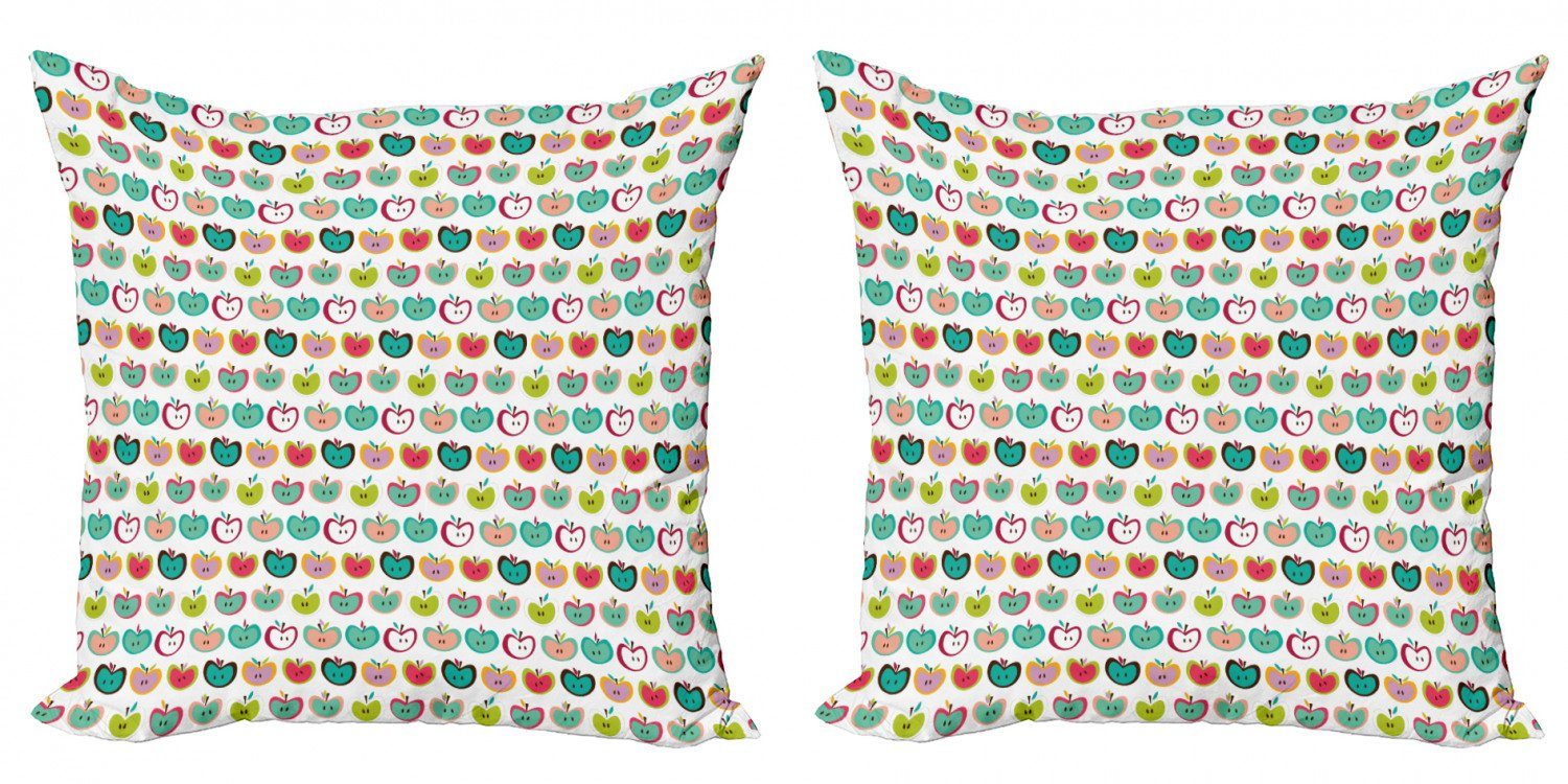 Kissenbezüge Modern Accent Doppelseitiger Digitaldruck, Abakuhaus (2 Stück), Apfel Retro Obst Kinder Muster