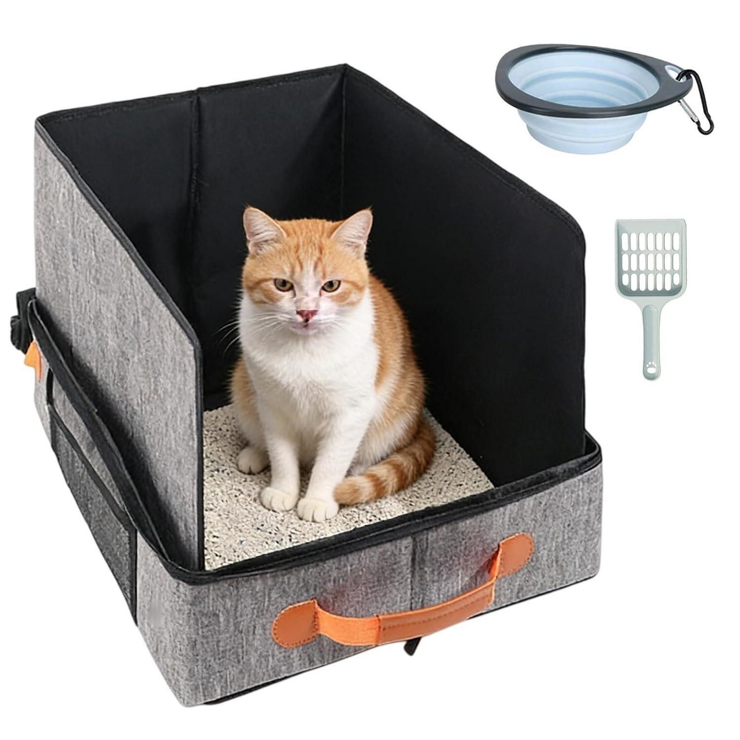 LuxusKollektion Katzentoilette Zusammenklappbare Katzentoilette Grau 50x40x28cm
